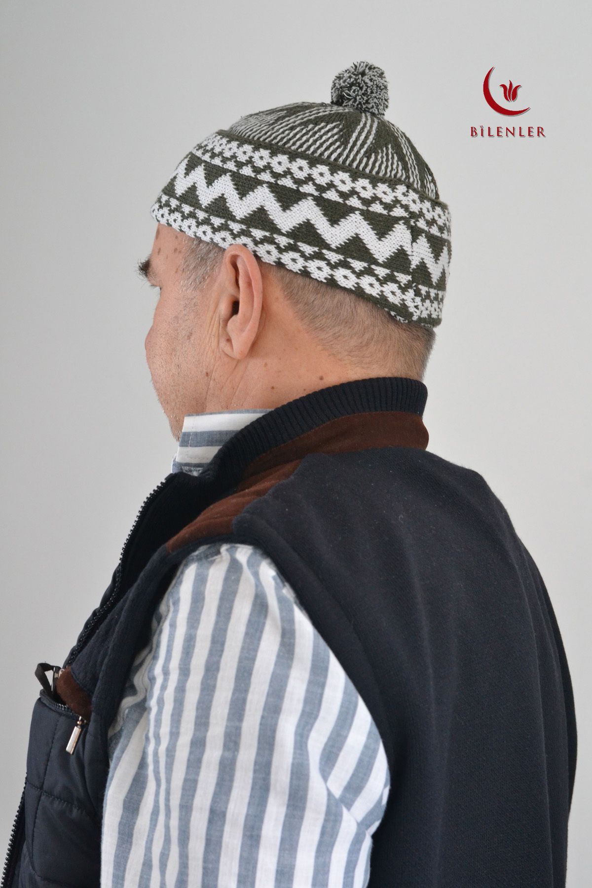Bilenler Kırçıllı Triko Örme Hacı Takkesi Standart Beden