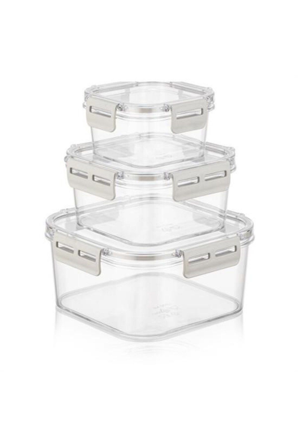 Tahtakale Toptancısı-BUFFER® 3-Piece Practical Silicone Seal Sturdy Stackable Storage Containers with Leak-Proof Lids 4