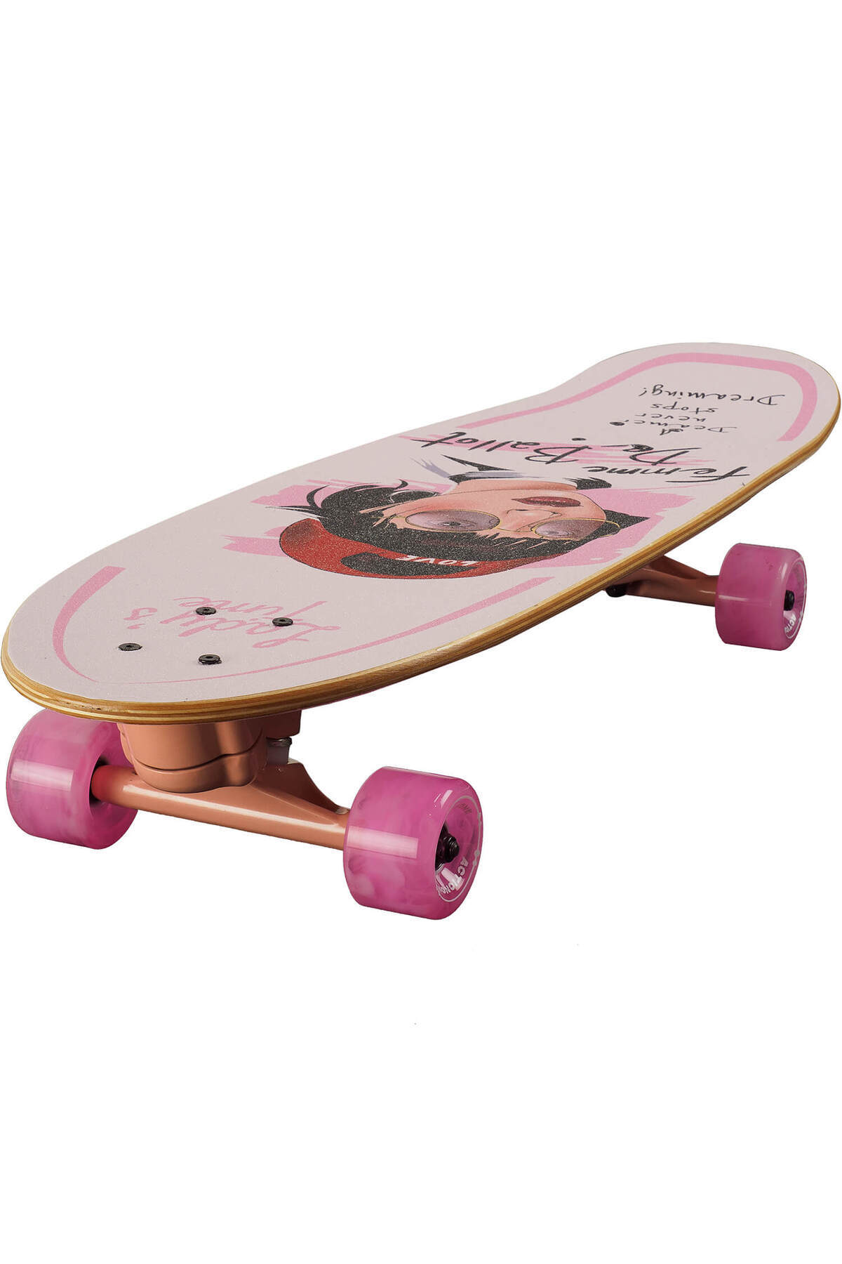 ACTION ONE-Skateboard Femme dublu print 75x23 cm, roti luminoase PU, ABEC-11, cadru aluminiu 3