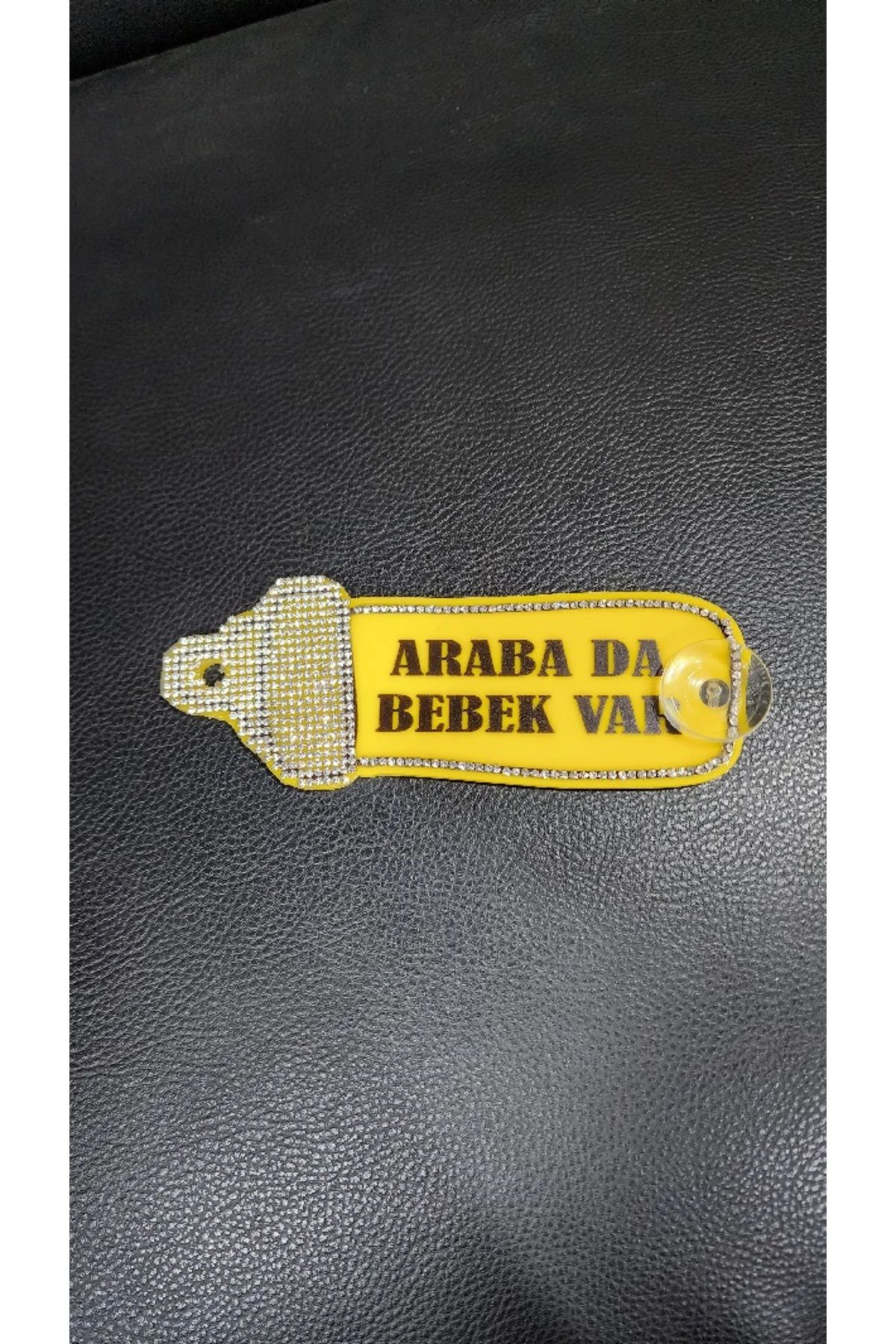 elegance luxury Taşlı biberon şeklinde arabada bebek var uyarı yazısı