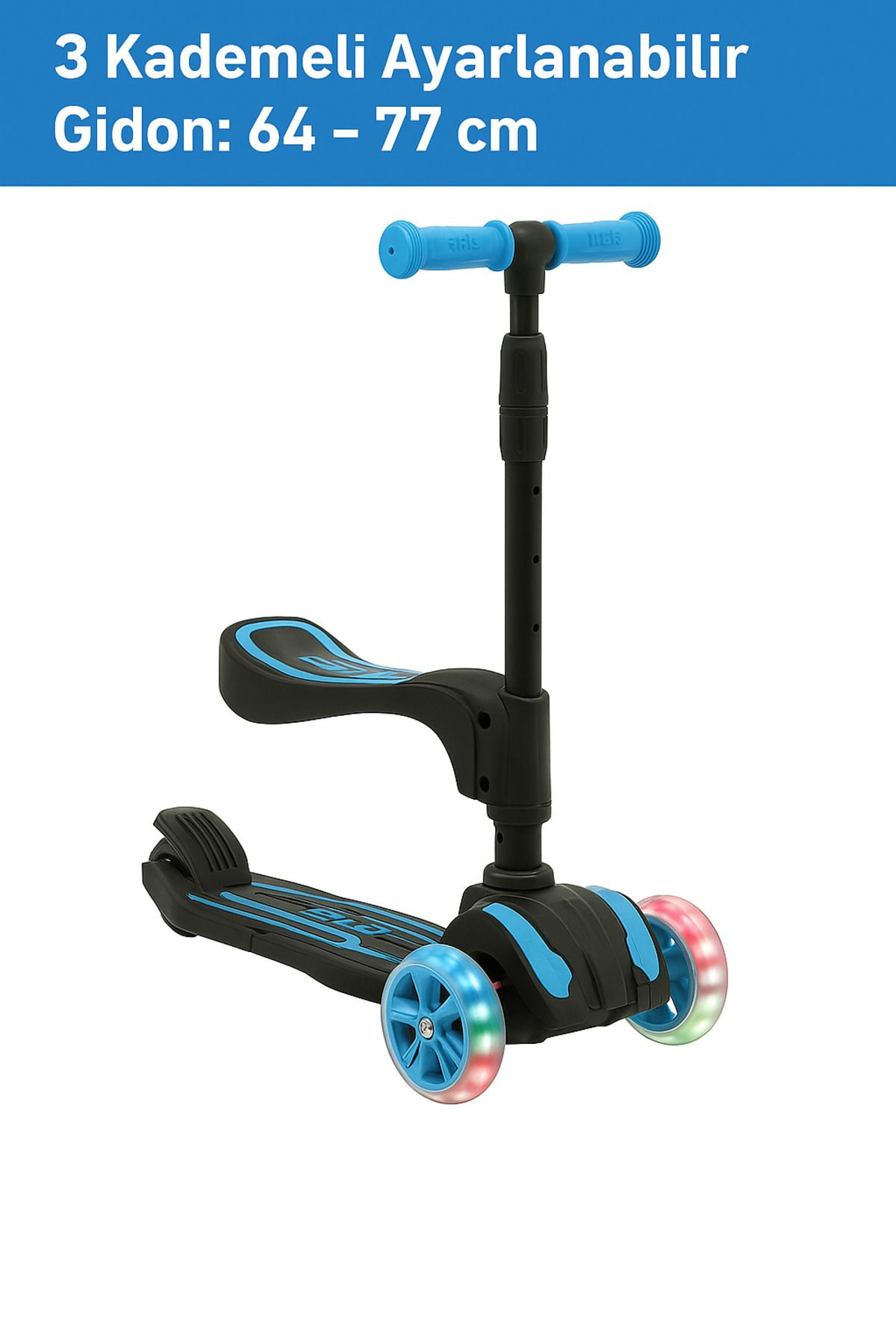 Scooter-Cool Wheels Led Light Scooter with Seat |   3 Wheel Combo Scooter 3-7 Years Old 3