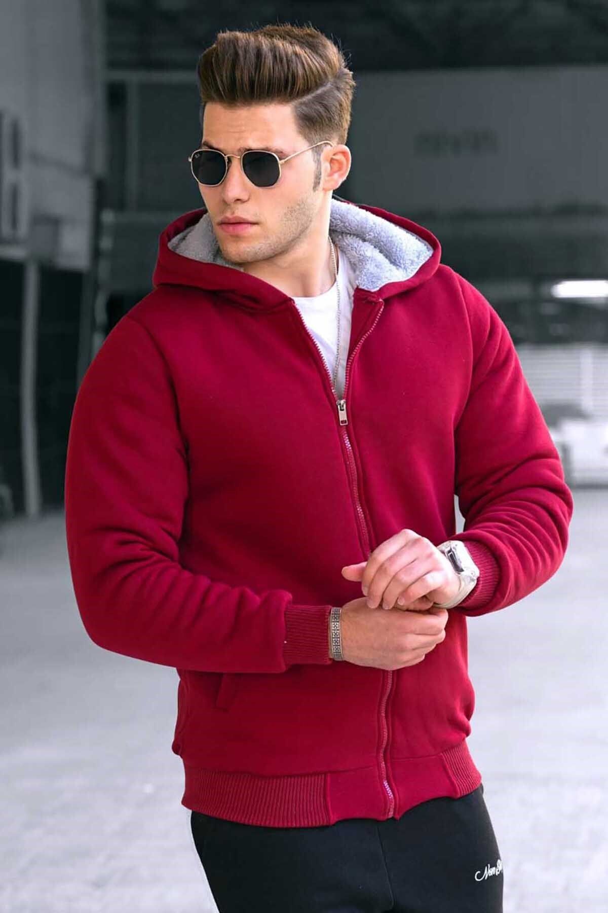 Madmext-Ζακέτα Claret Red με Γούνα Εσωτερικά 22377 3