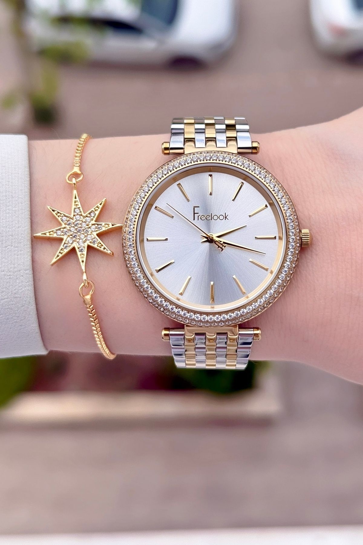 Freelook Sarı Silver Renk 24 Ay Garantili 38 Mm Kadın Kol Saati Ve Bileklik