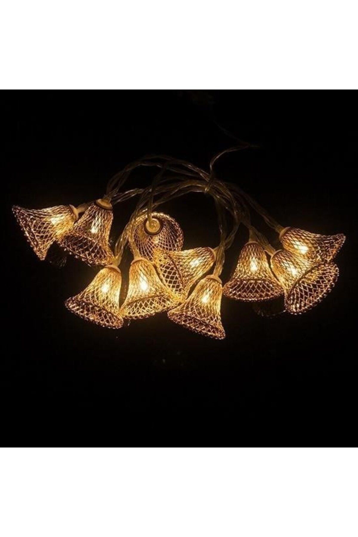 blueb ® Parti ve Özel Gün Dekorasyonu Çan Şeklinde Metal Şerit Led Işık