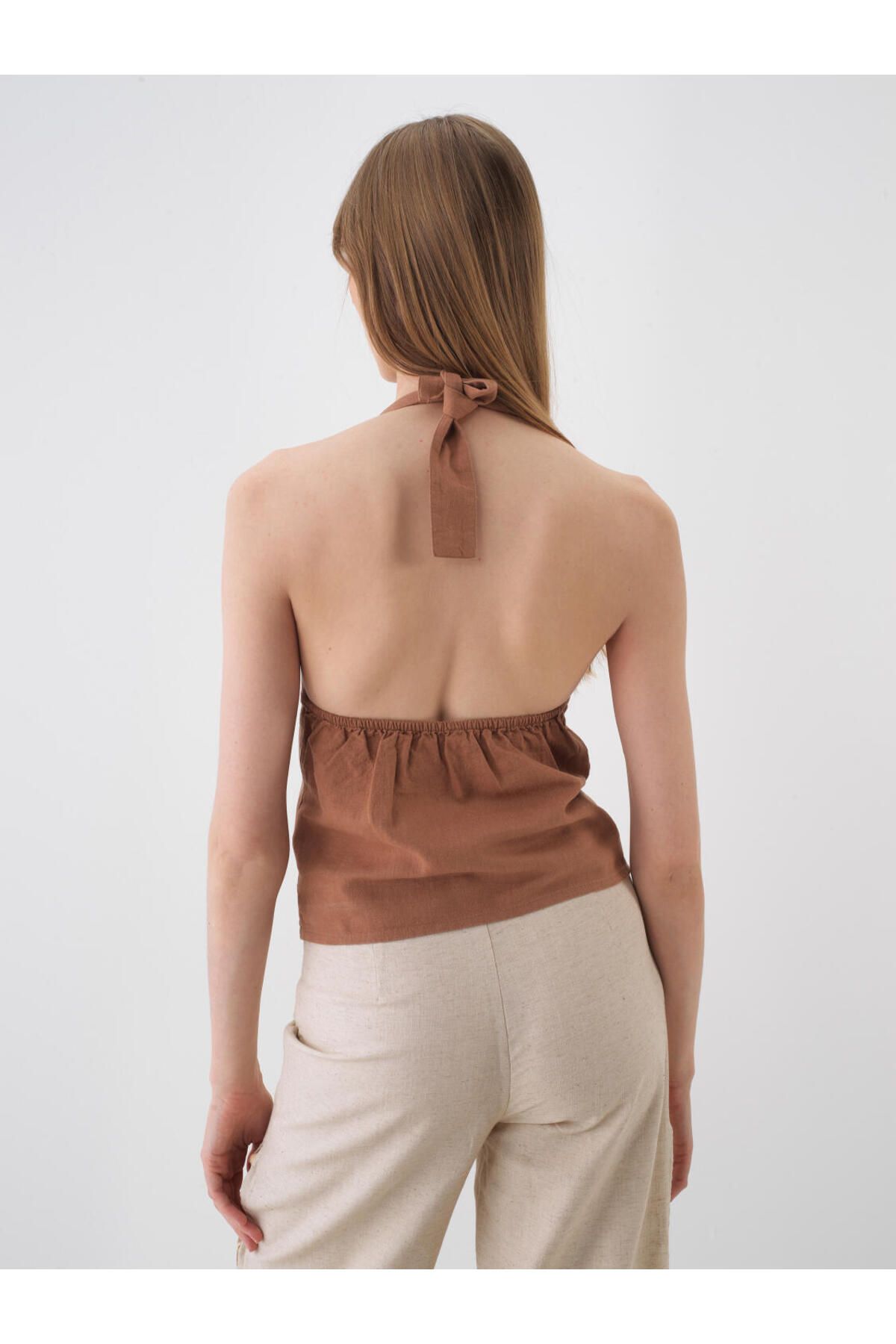 Xint-Women's Mink Regular Fit Linen Vest 4
