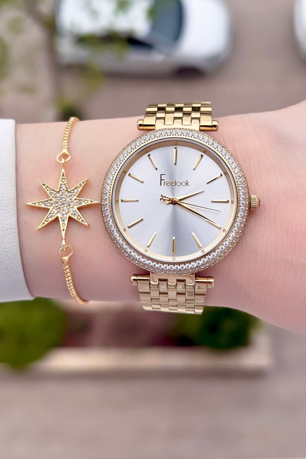 Freelook Sarı Renk 24 Ay Garantili 38 Mm Kadın Kol Saati Ve Bileklik