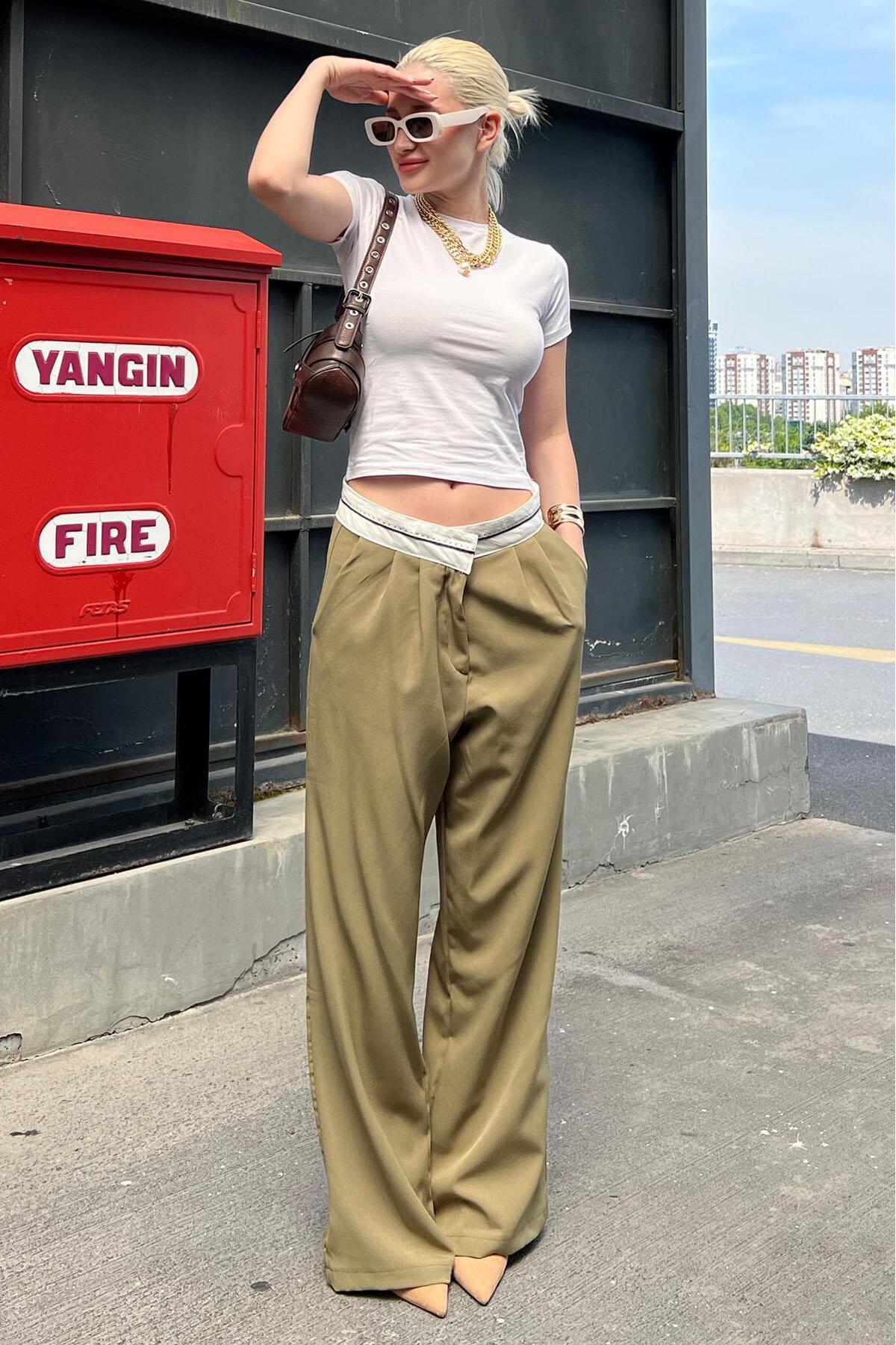 Madmext-Khakihose mit weitem Bein – Gürteldetail, MG1834 5