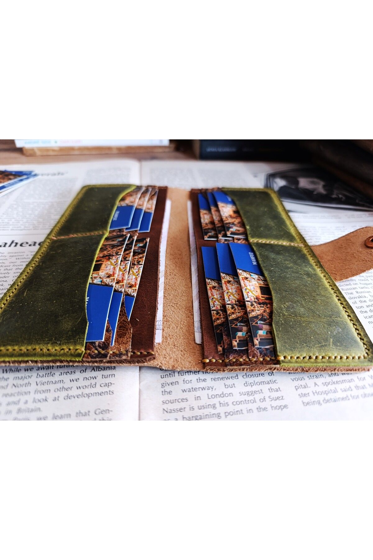 Mahfuz-Crazy Purely Handmade Real Crazy Leather Wallet 12 Cards 2 Banknote Areas (19.4Cm*8.5Cm) Da278 7