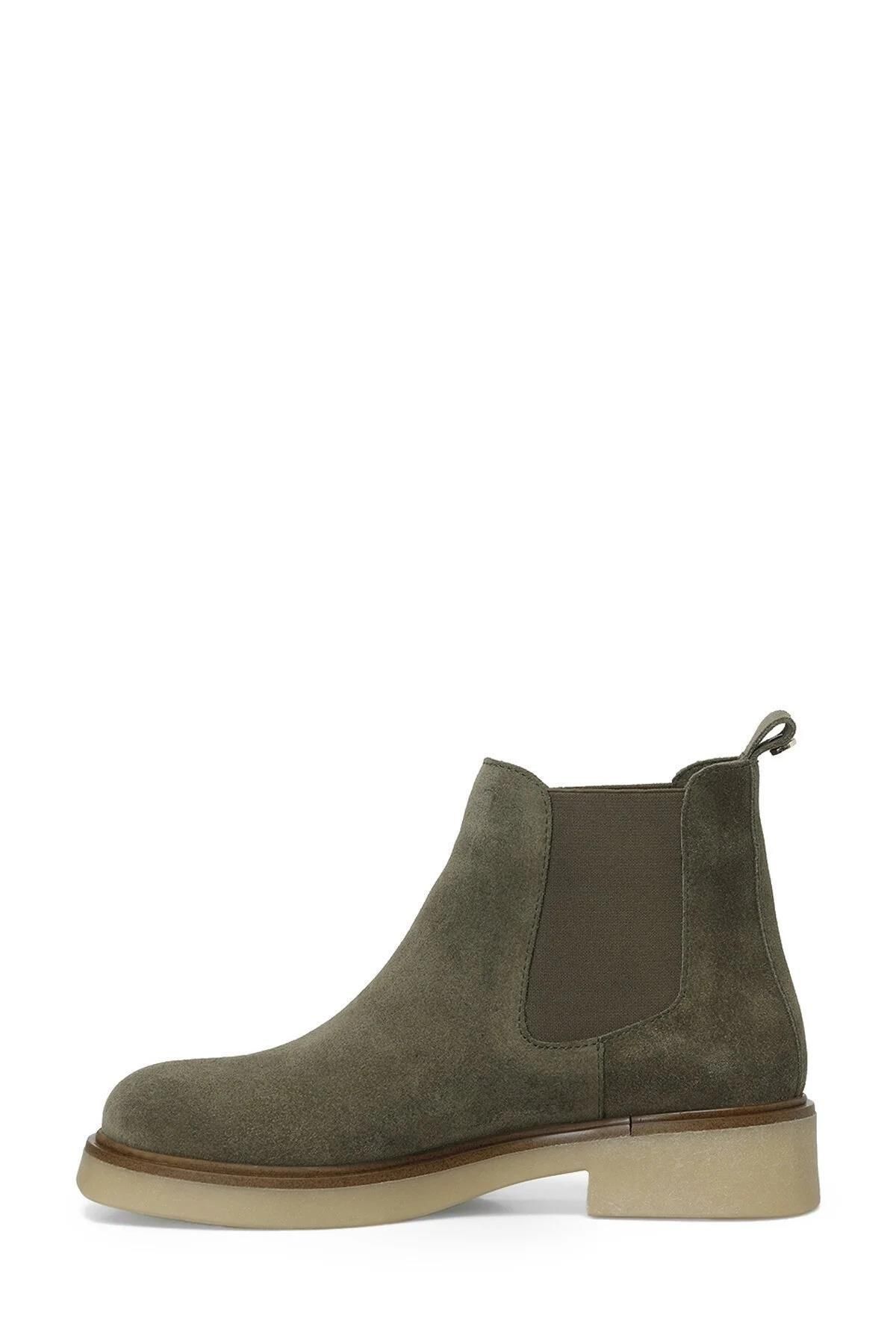 İnci-Pearl 101923790   Mery Khaki Nubuck Women's Genuine Leather Boots 3