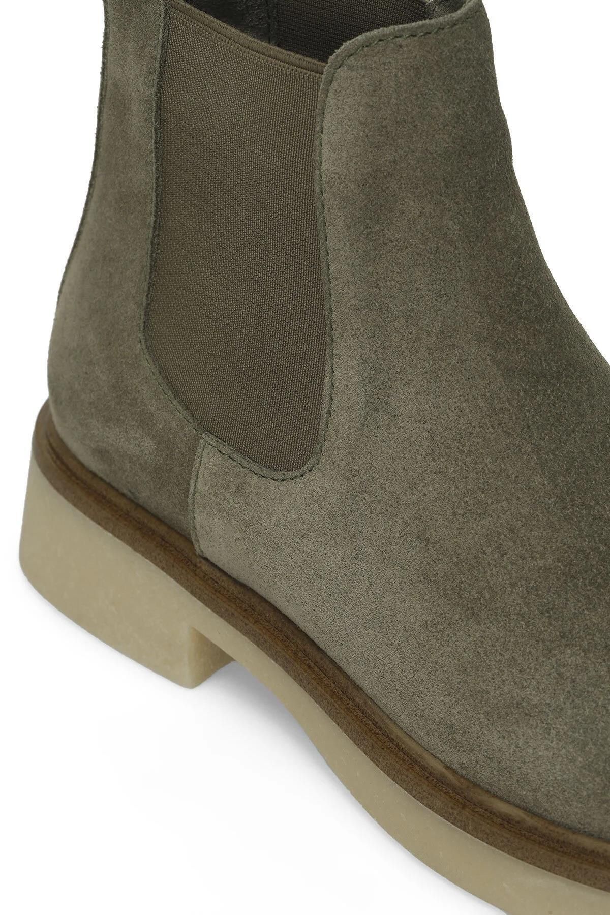 İnci-Pearl 101923790   Mery Khaki Nubuck Women's Genuine Leather Boots 6