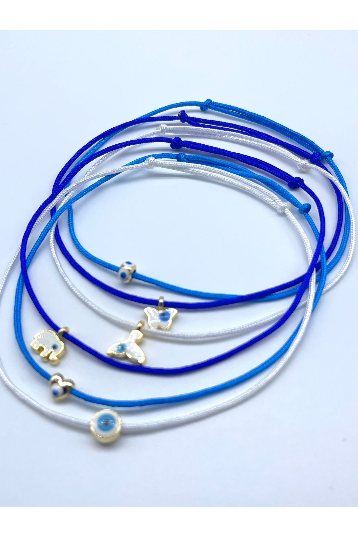 Concept HuBuTU-6 Pieces Minimal Evil Eye Beaded Rope Anklet Set 3