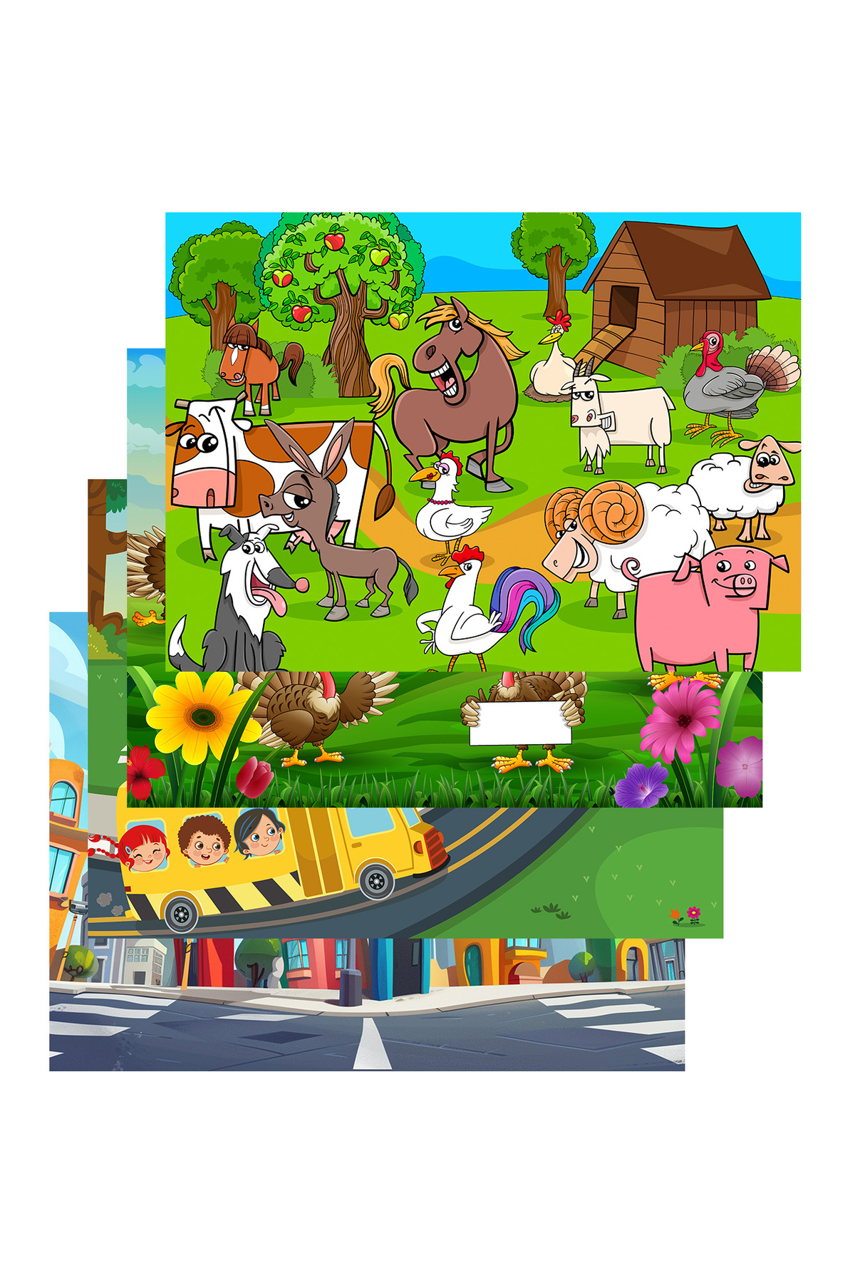 Ahşap Çocuklar Için Eğitici Ve Öğretici 4 Parça Puzzle