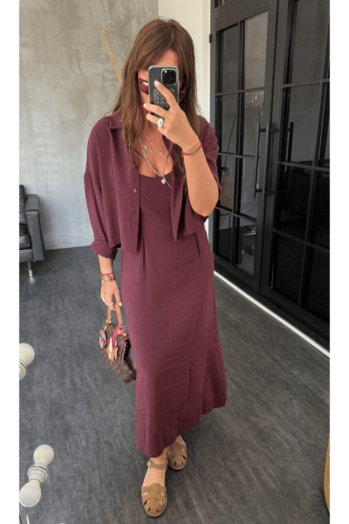 My Blog-Set rochie cămașă modal prune - 51153 2