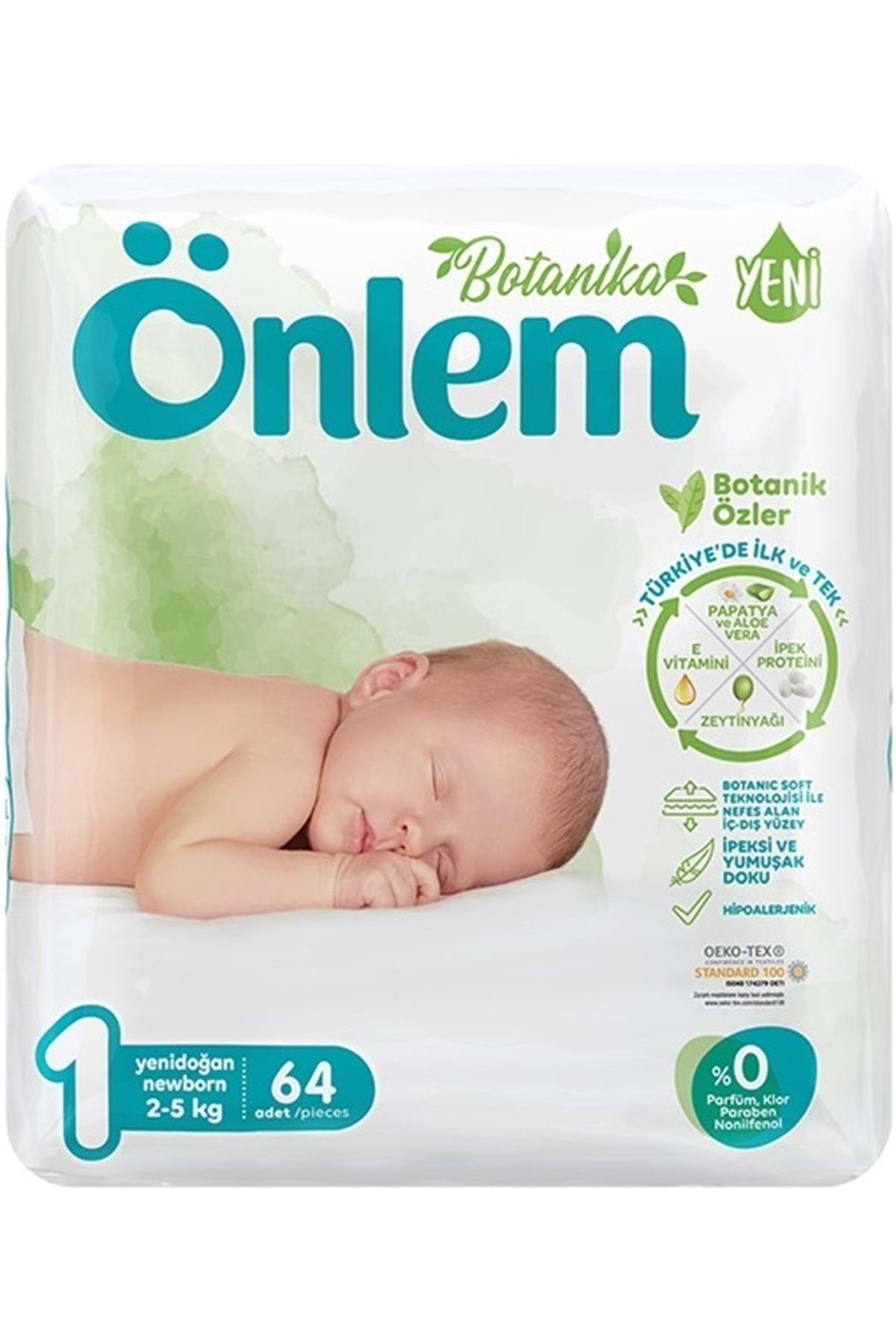ÖNLEM Bebek Bezi Botanika Beden:1 (2-5KG) Yenidoğan 64 Adet Ekonomik Pk