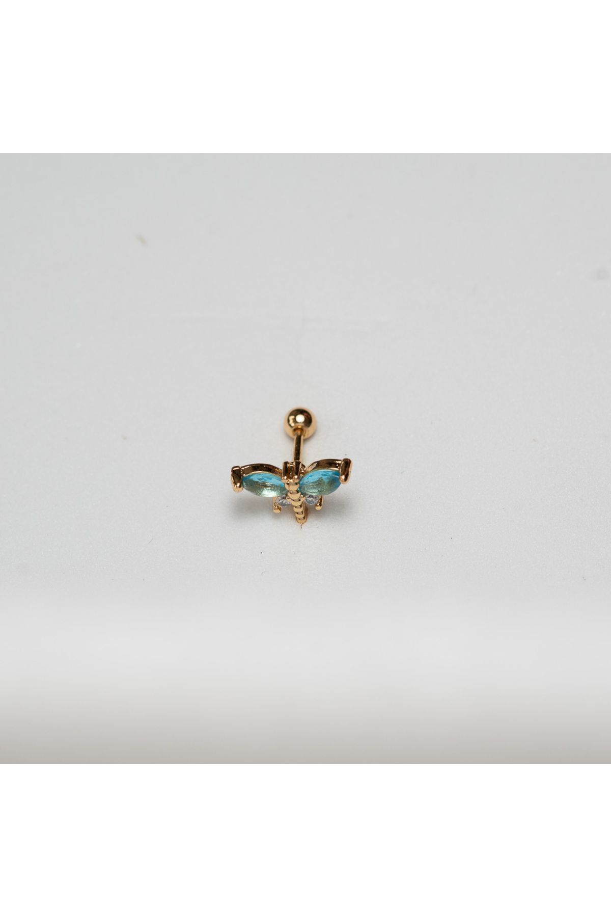 Piercing by Sever-Blue Winged Dragonfly Steel Piercing… Gold/Gold Colored and Clear Stone (Tragus Helix Conch Flat) 2