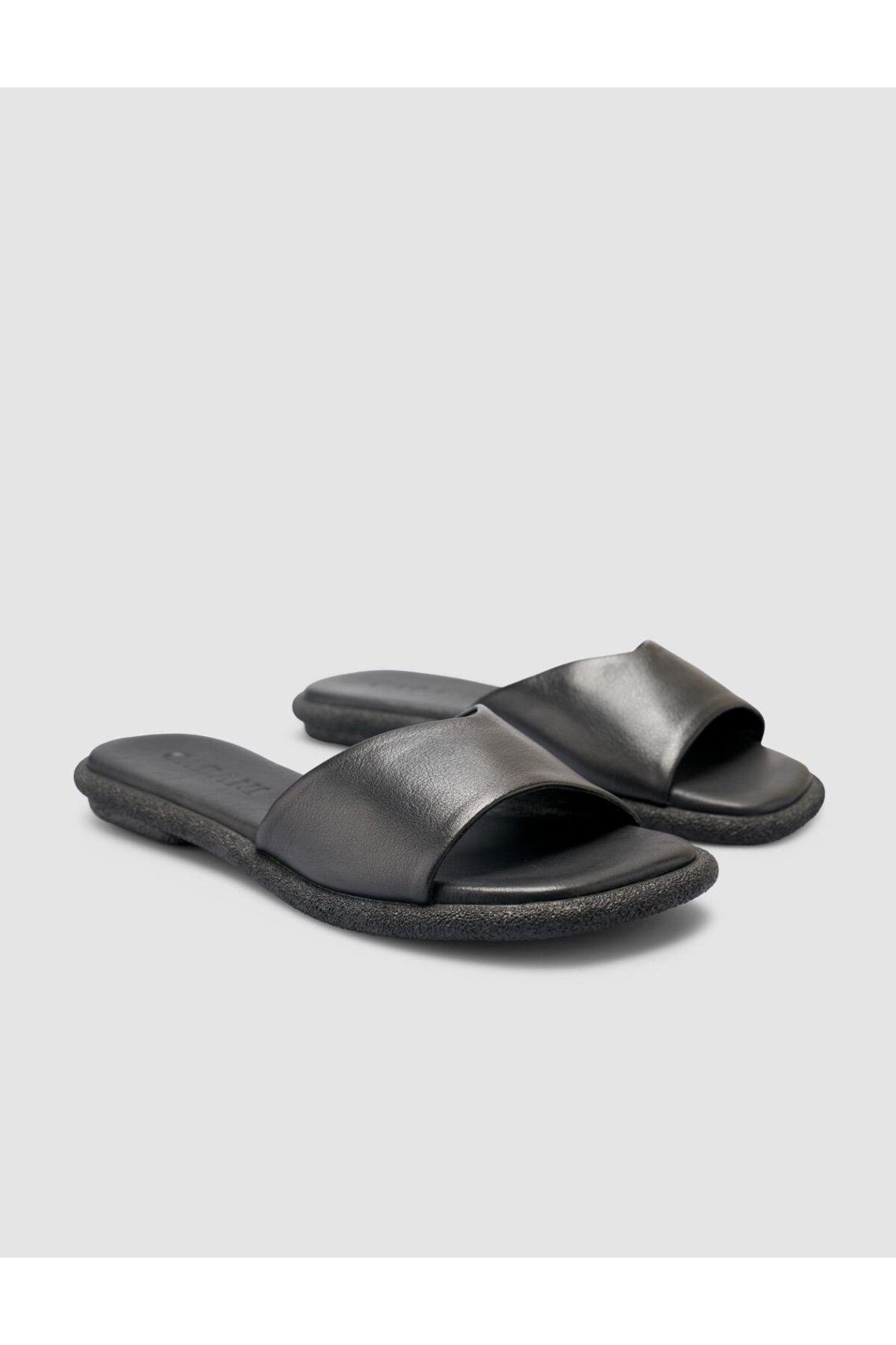 Cabani-100% Genuine Leather Black Women's Slippers 2