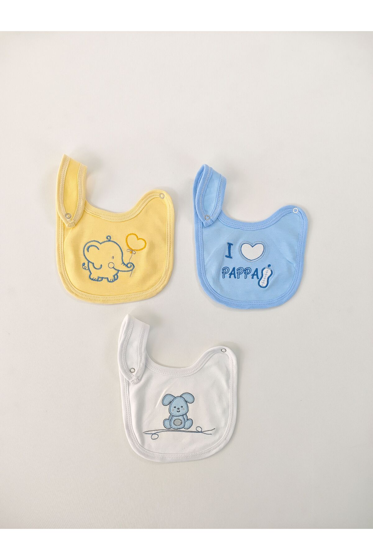 Tomuycuk %100 Pamuklu 3'lü Erkek Bebek Önlüğü Yakalık Mama Önlüğü Çift Katlı Çıtçıtlı Fular Salya Önlüğü fotoğrafı 6 (önizleme)