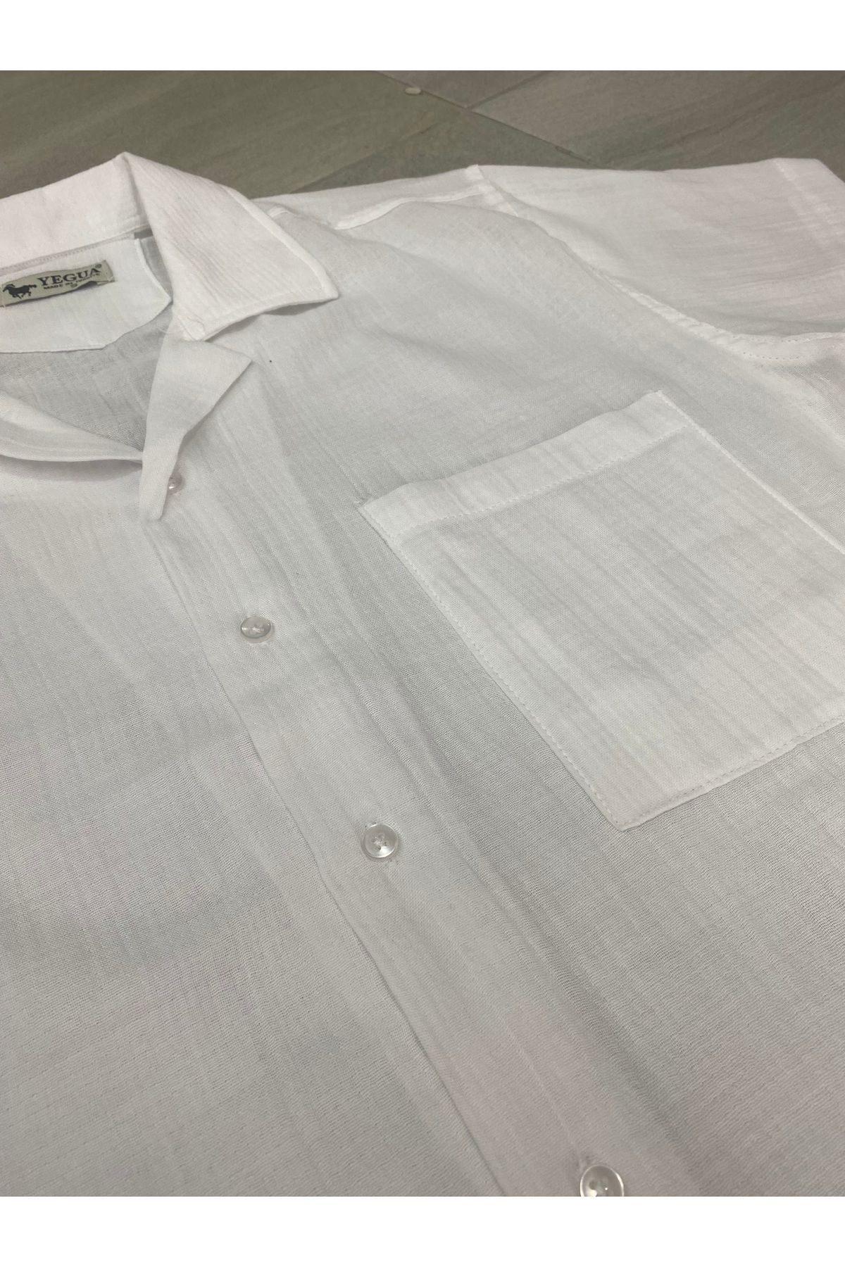 SİNANSPOR-Linen Fabric Pocket Relaxed Short Sleeve Summer Men's Shirt 3
