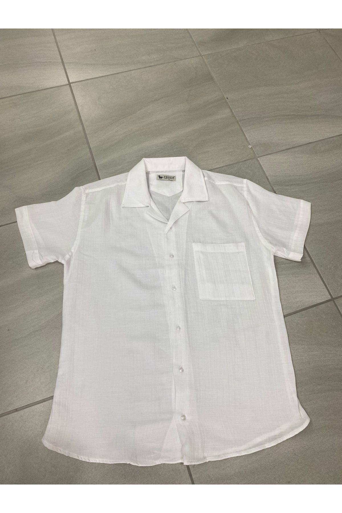 SİNANSPOR-Linen Fabric Pocket Relaxed Short Sleeve Summer Men's Shirt 2