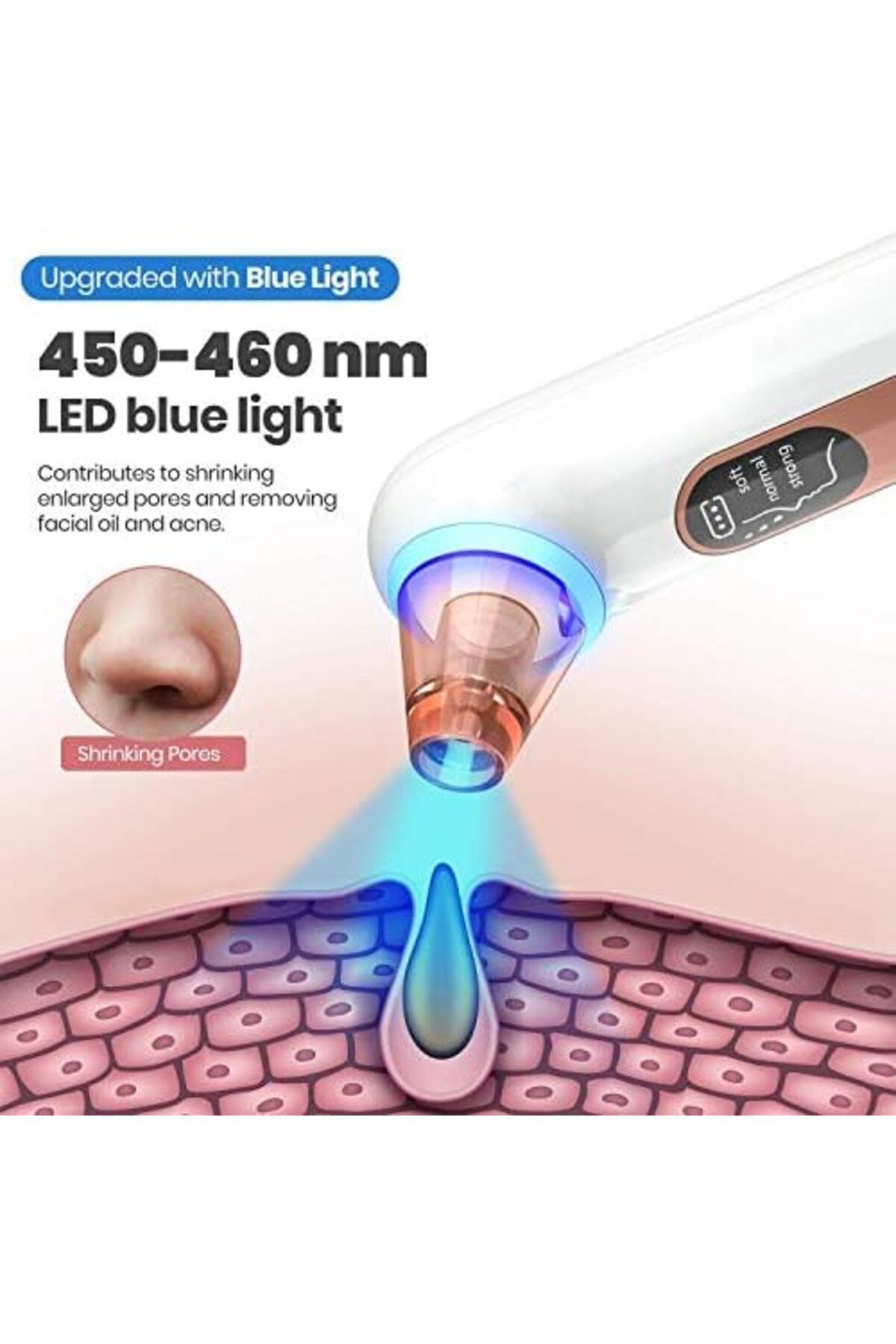 ARES-uFashion Blackhead Remover | 4 Replaceable probes to cleaning | Blue light technology | 3 Sucti 8