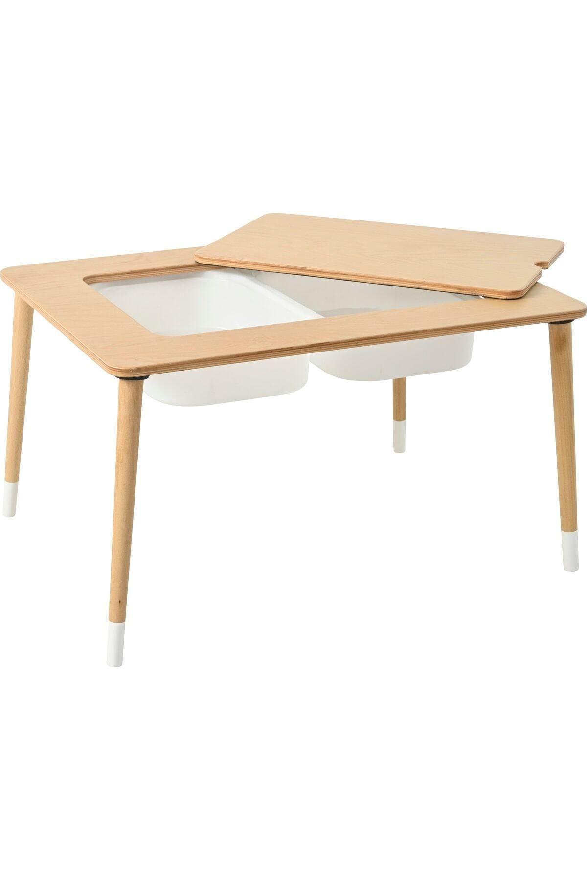 NOVA WOODESİGN Montessori Ahşap Kara Tahtalı Aktivite Masası