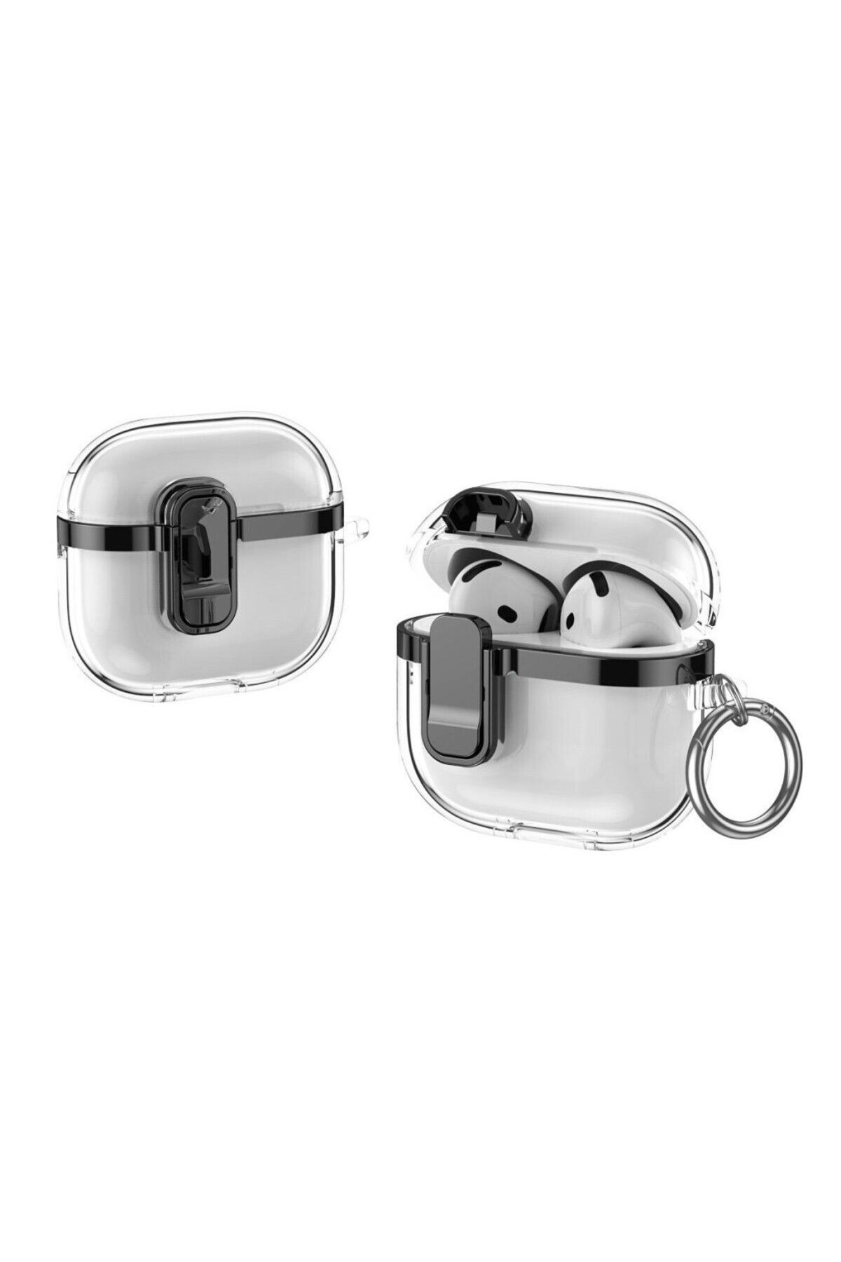 UnDePlus-Case Compatible with AirPods 4 2024 Shockproof Scratch-Resistant Led Visible Transparent Lock Cover 2