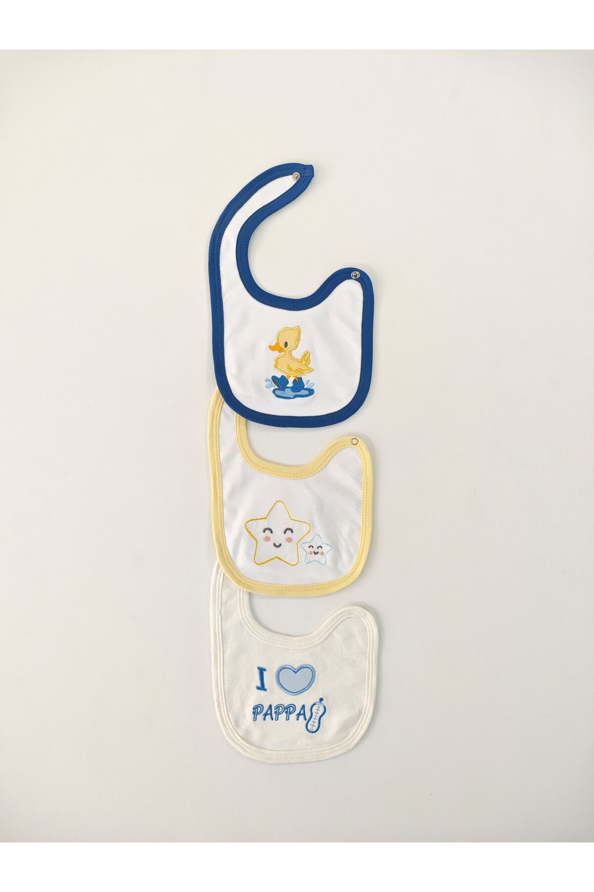 Tomuycuk-K%100 Cotton 3-Piece Baby Boy Bib Collar Baby Bib Double Layer Snaps Scarf Drool Bib 5