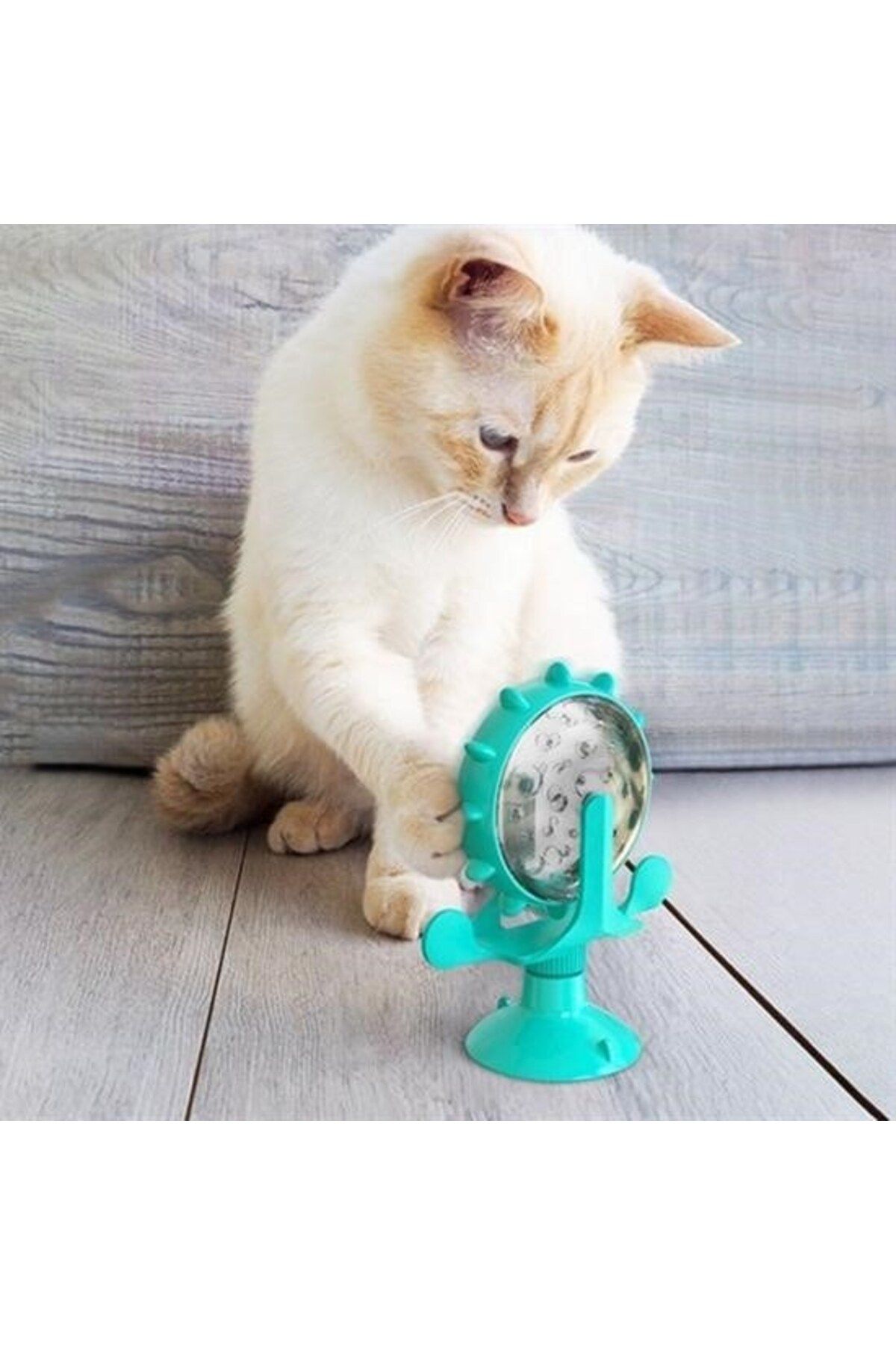 Nurum E Tİcaret Buffer® Vantuzlu Zilli İnteraktif Dönebilen Mama Kaplı Renkli Eğlenceli Eğitici Kedi Oyuncağı