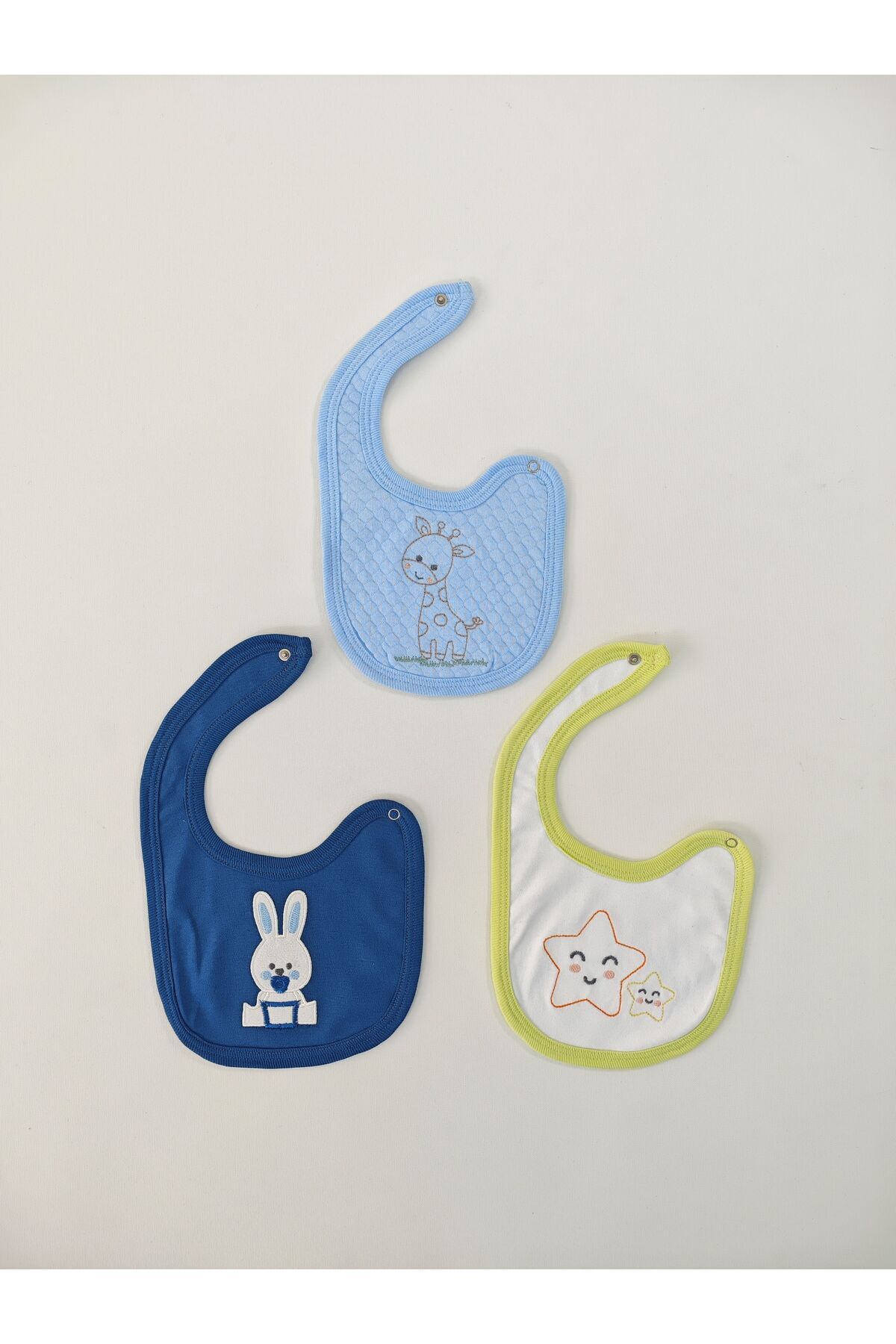 Tomuycuk-100% Cotton 3-Piece Baby Boy Bib Collar Baby Bib Double Layer Snaps Scarf Drool Bib 8