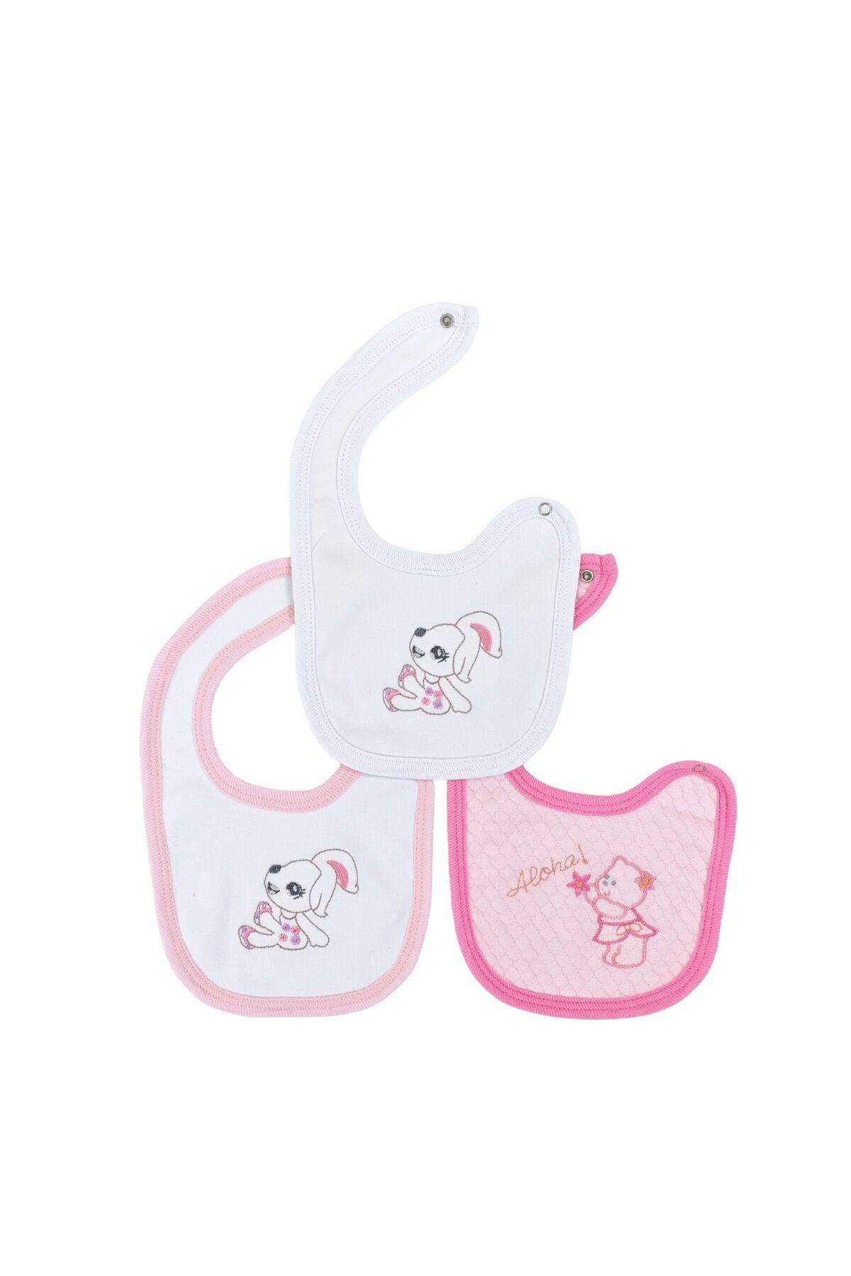 Tomuycuk-100% Cotton 3-Piece Baby Girl Bib Collar Baby Bib Double Layer Snap Scarf Drool Bib 5