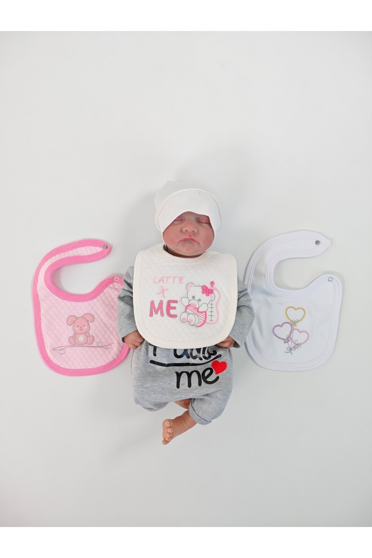 Tomuycuk-100% Cotton 3-Piece Baby Girl Bib Collar Baby Bib Double Layer Snap Scarf Drool Bib 4