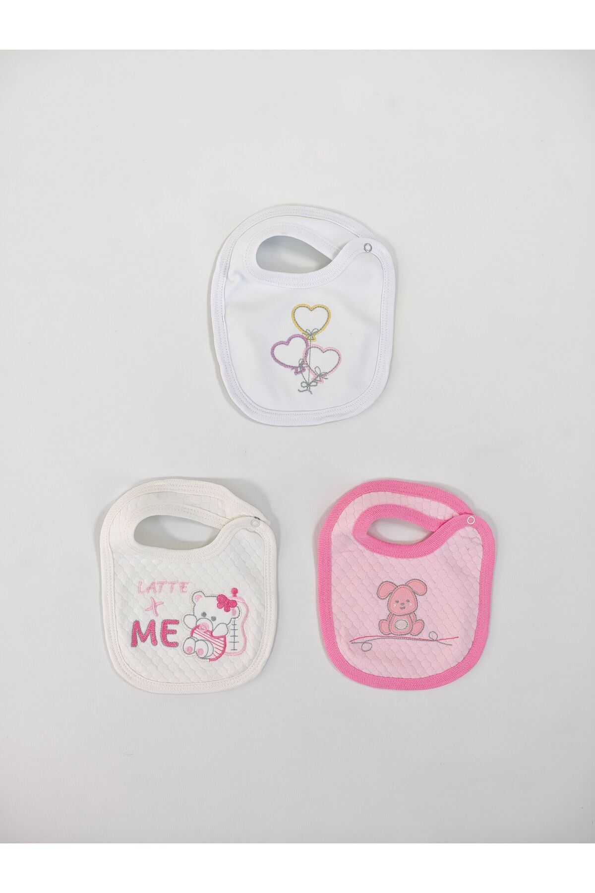 Tomuycuk-100% Cotton 3-Piece Baby Girl Bib Collar Baby Bib Double Layer Snap Scarf Drool Bib 2