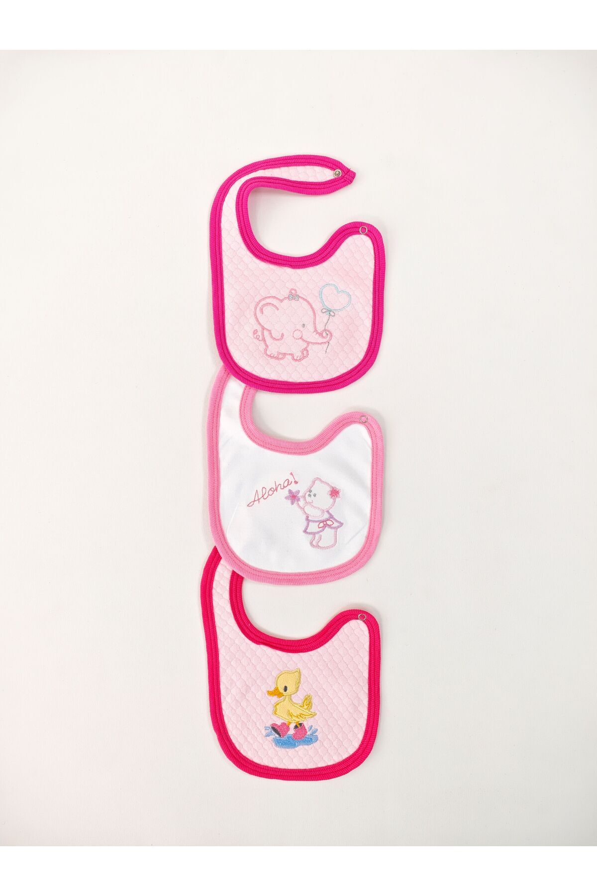 Tomuycuk-100% Cotton 3-Piece Baby Girl Bib Collar Baby Bib Double Layer Snap Scarf Drool Bib 3