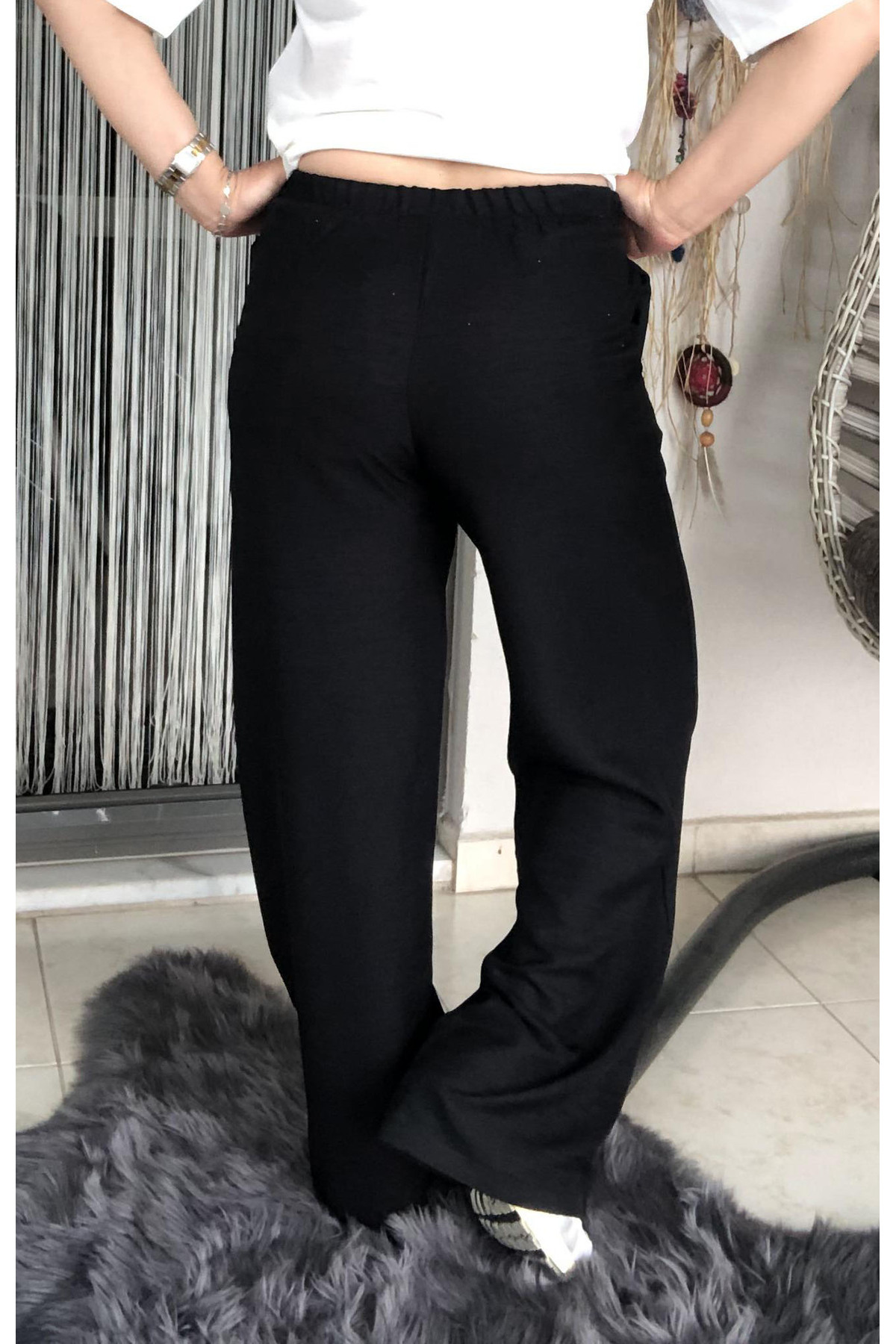Dila Butik-Ayrobin Linen Trousers with Elastic Waist 5