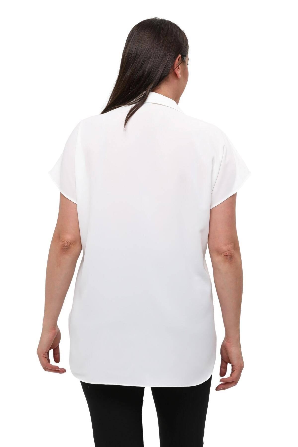 Hanezza-Plus Size Women's Blouse - Polo Neck Half Sleeve with Stylish Design and Jesica Fabric 7