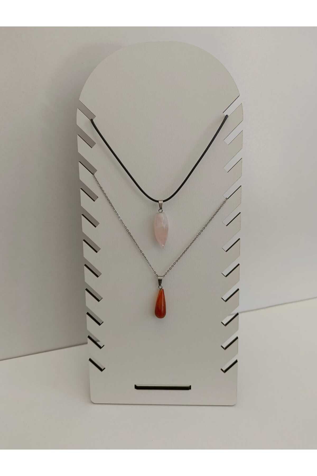 öyküdekor Ahşap MDF Kolye Standı | 14x30 cm | Beyaz & Ceviz Renk Seçenekli