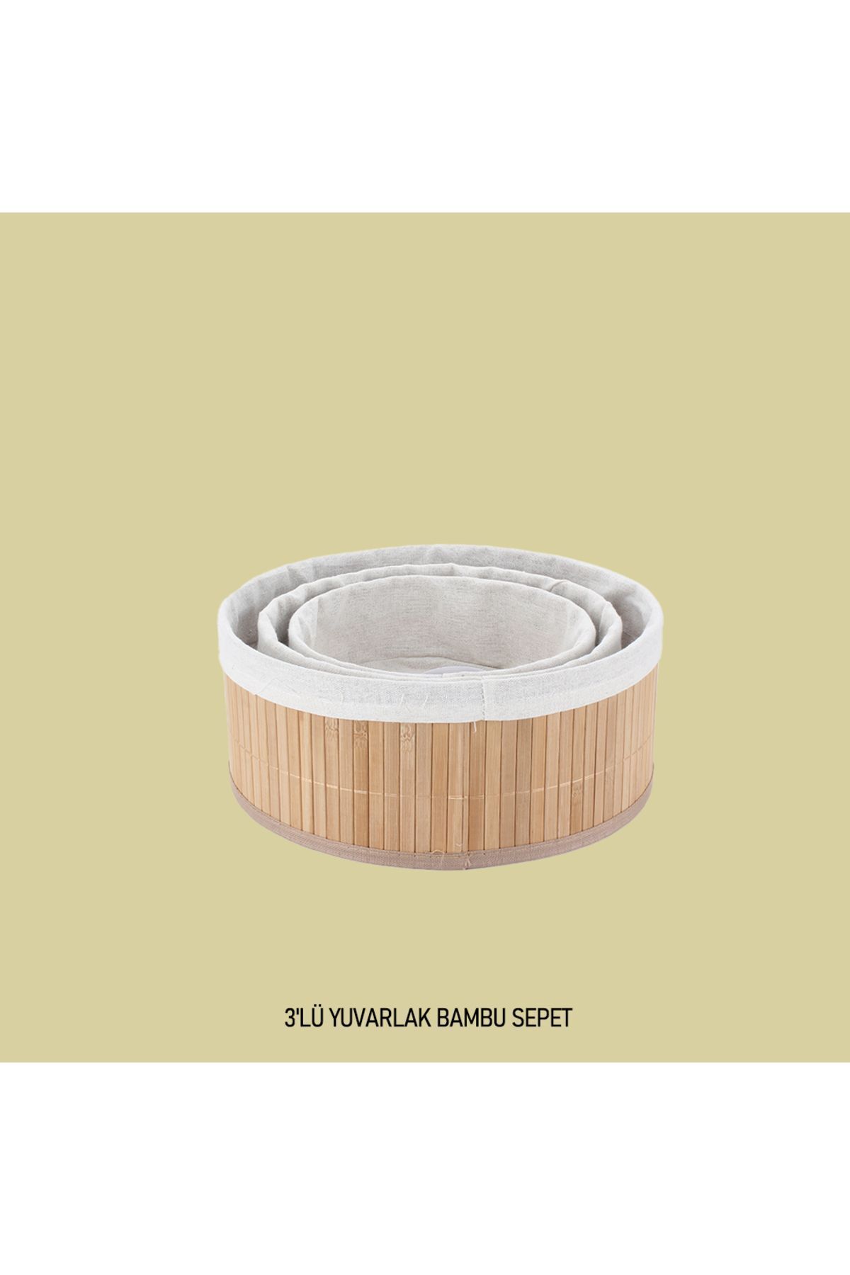 EVELIZA 3'LÜ BAMBU YUVARLAK BAMBU SEPET