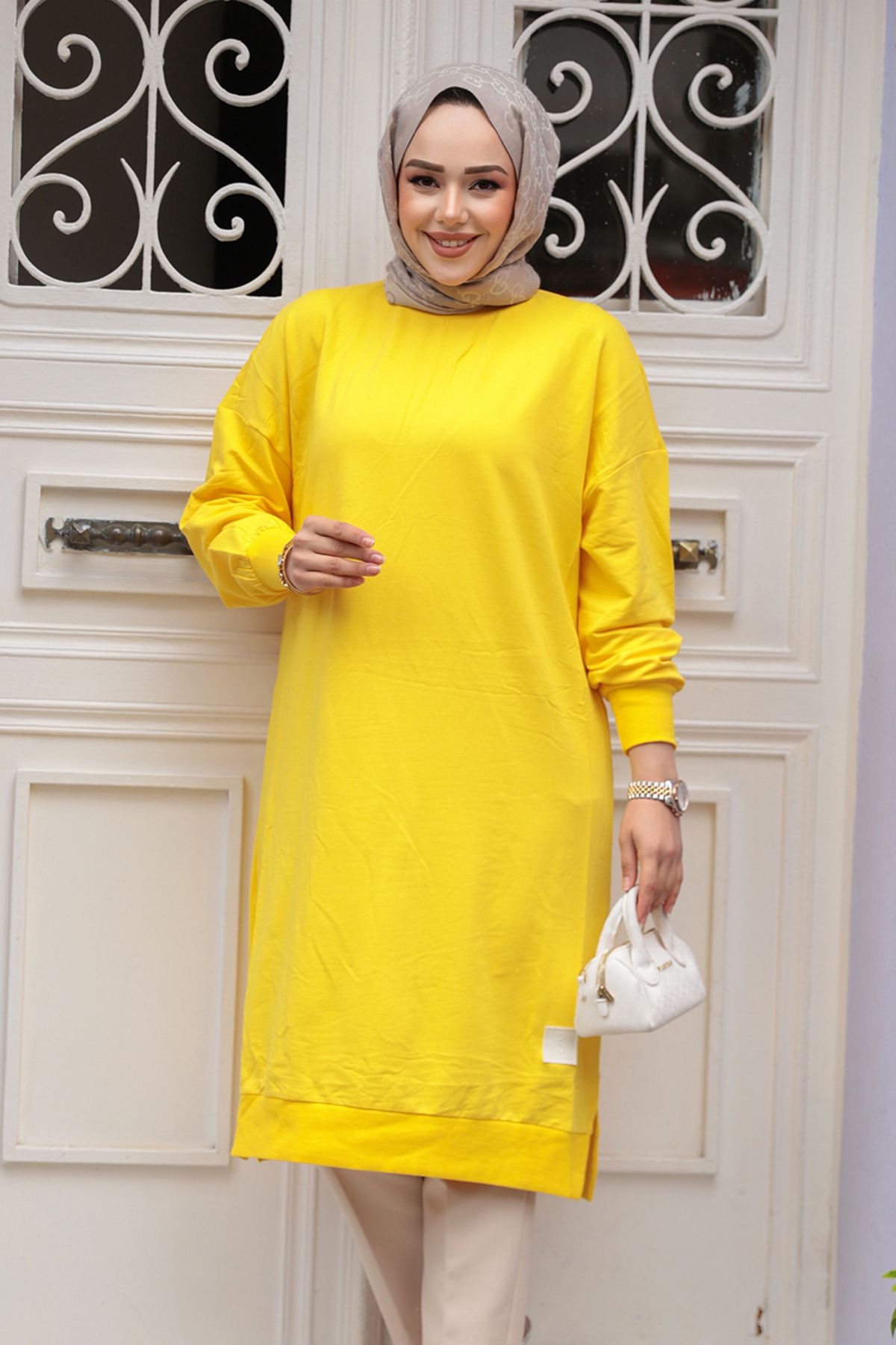 Neva Style-30645Sr Model Yellow Hijab Tunic 2