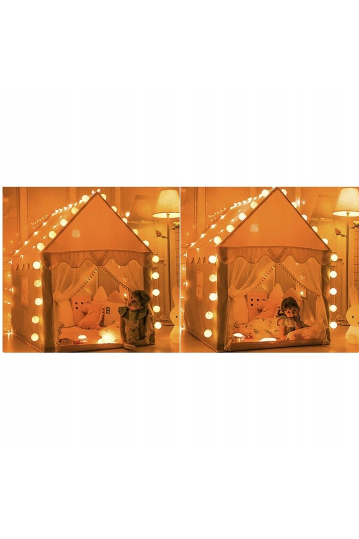 zola-Children's playhouse with lights, Zola®, windows, grey with pink, 130 x 100 x 115 cm 15