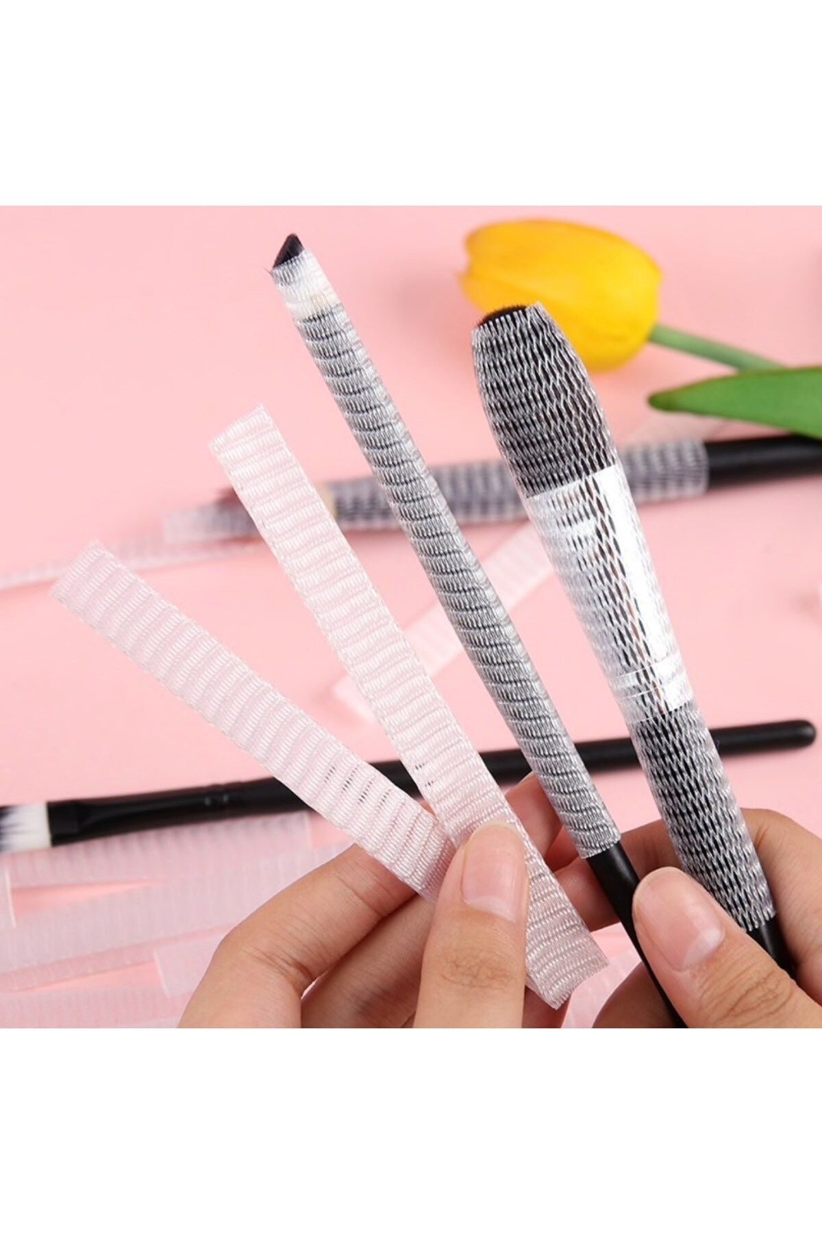 OK AKSESUAR Makyaj Far Allık Kontür Eyeliner Fırça Malzemeleri Ürünleri Koruyucu File Kapak Örgü Kılıf Set 20li