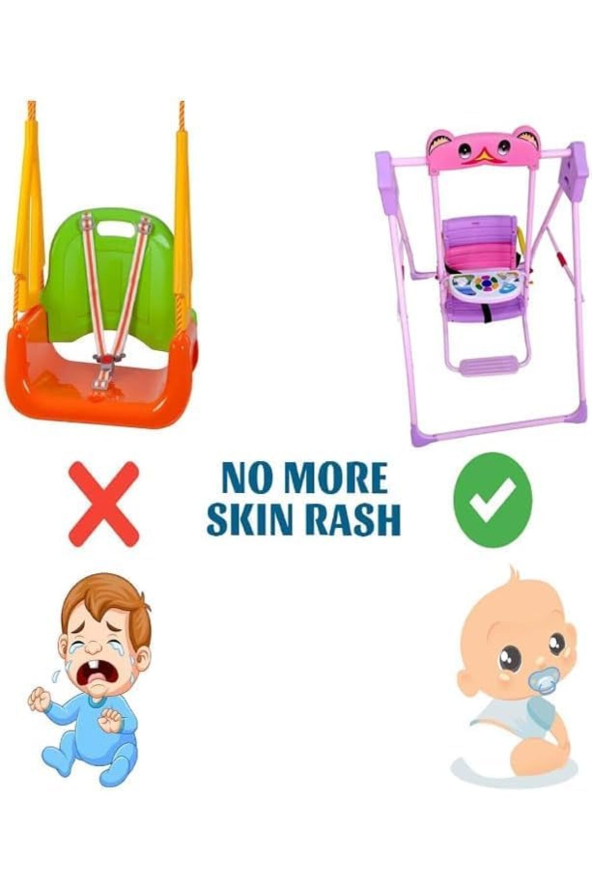 أرجوحة أطفال مع مقعد أمان، يمكن استخدامها في الأماكن المغلقة أو الهواء الطلق أو الفناء الخلفي، للأطفال، الرضع، وردي