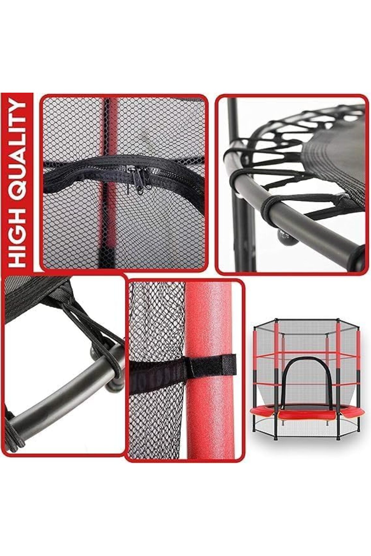 ترامبولين للأطفال مع حاجز أمان وشبكة لممارسة تمارين اللياقة البدنية