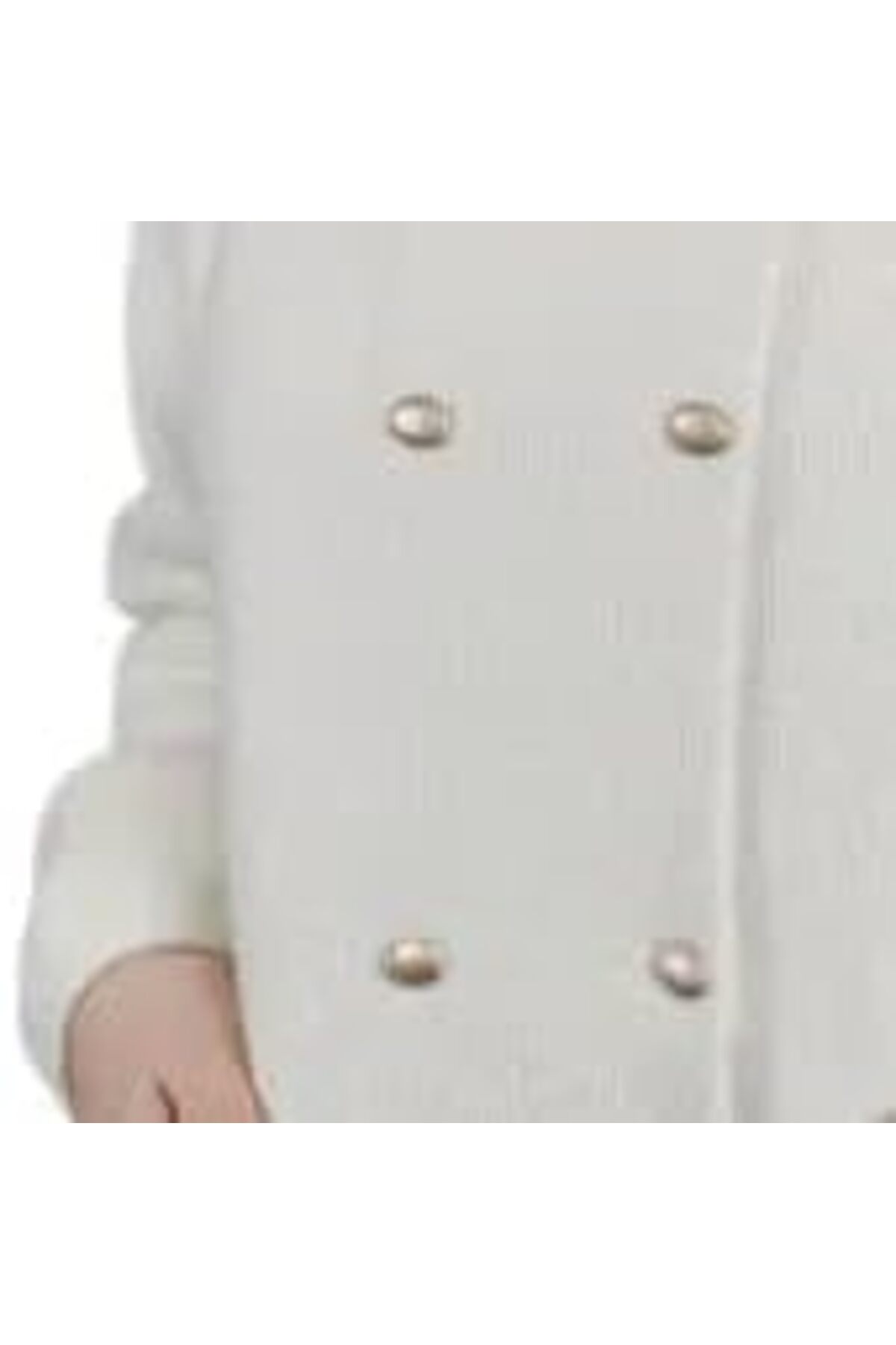 جاكيت صوف طويل أبيض عاجي بأزرار وجيوب للنساء والفتيات من BUNCA