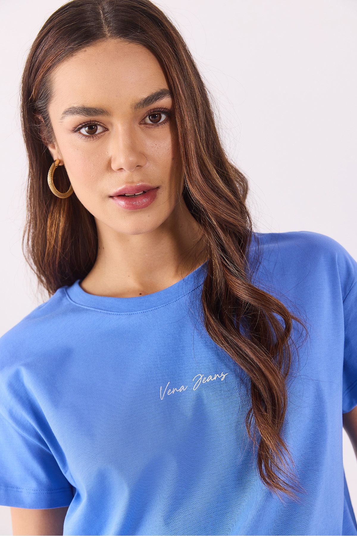 VENA-Mini Vena Logo Printed T-Shirt - Blue Green Regular Fit 6