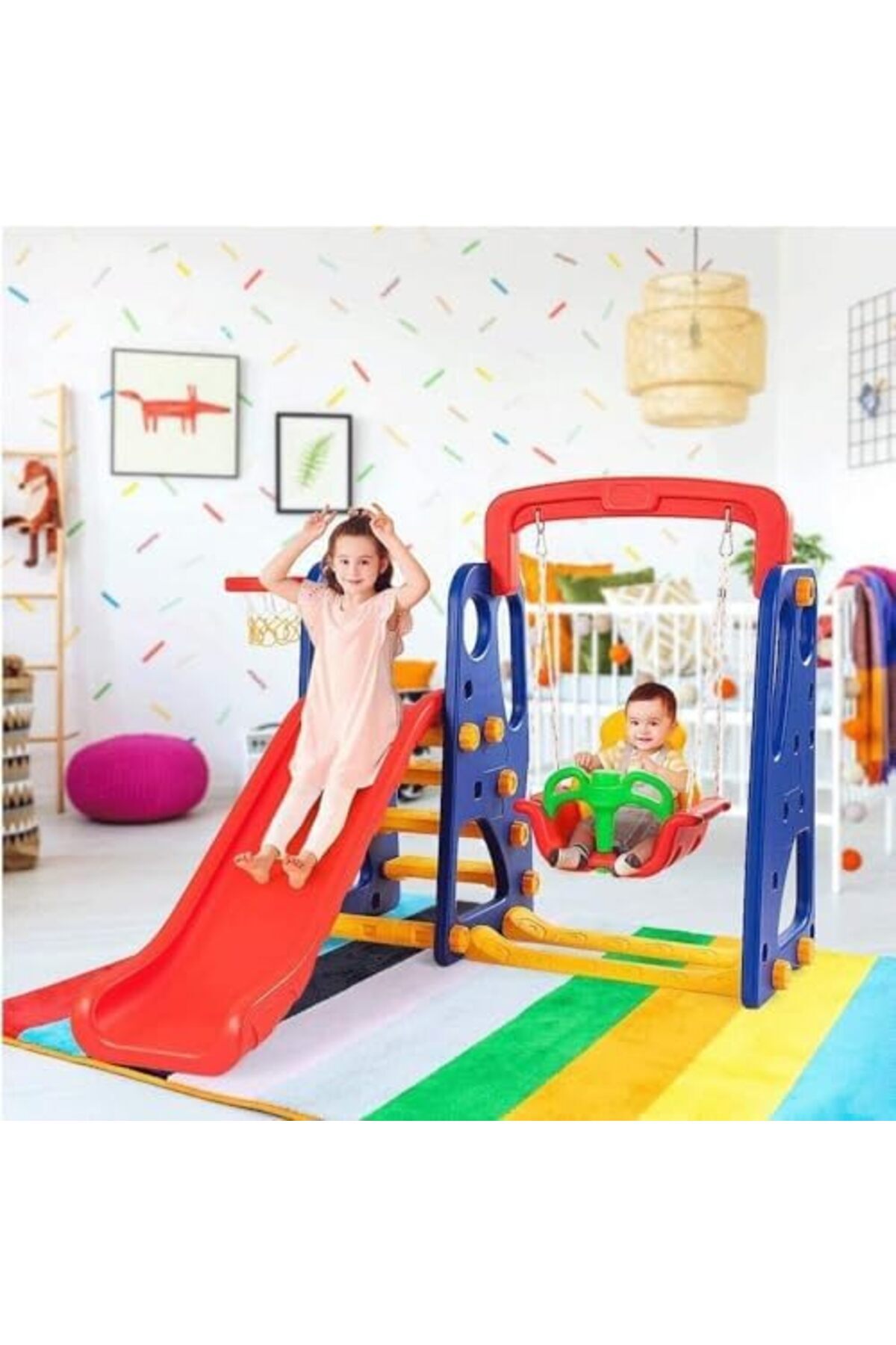 مجموعة زحليقة وأرجوحة زرقاء من