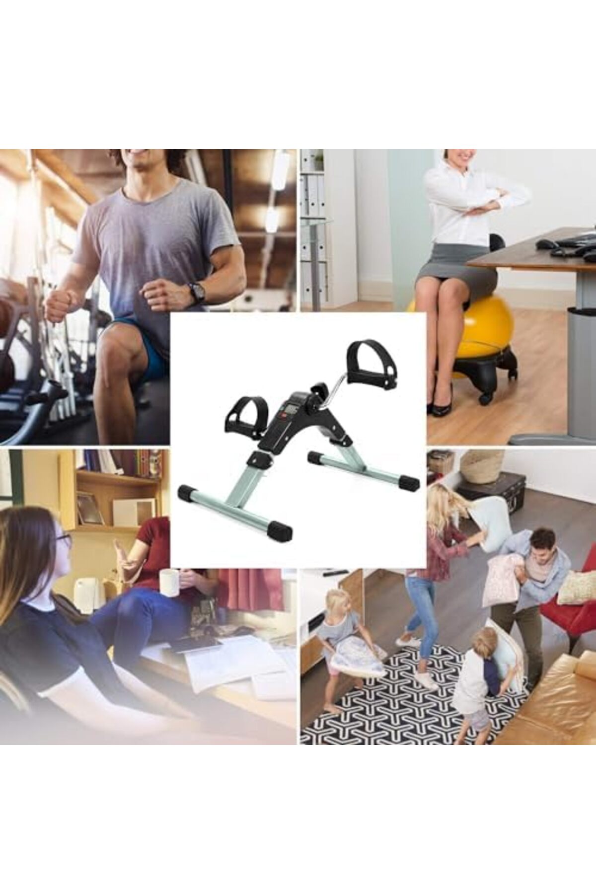 جهاز تمارين منزلي محمول قابل للطي مزود بدواسات وشاشة LCD