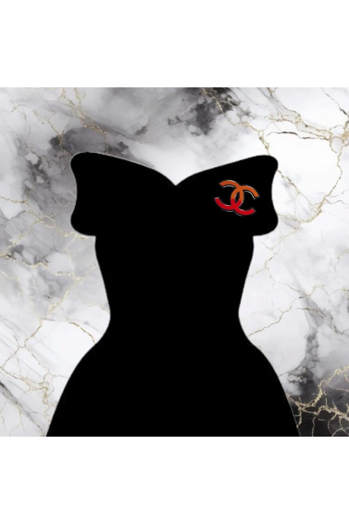 دبوس عصري بشعار CC باللونين الأحمر والبرتقالي للنساء من BUNCA