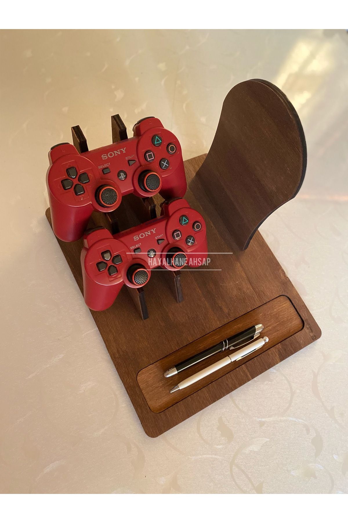 HAYALHANE AHŞAP PS Kol Standı / Kulaklık Standı / Joystick Stand / Oyun Konsolu Organizer