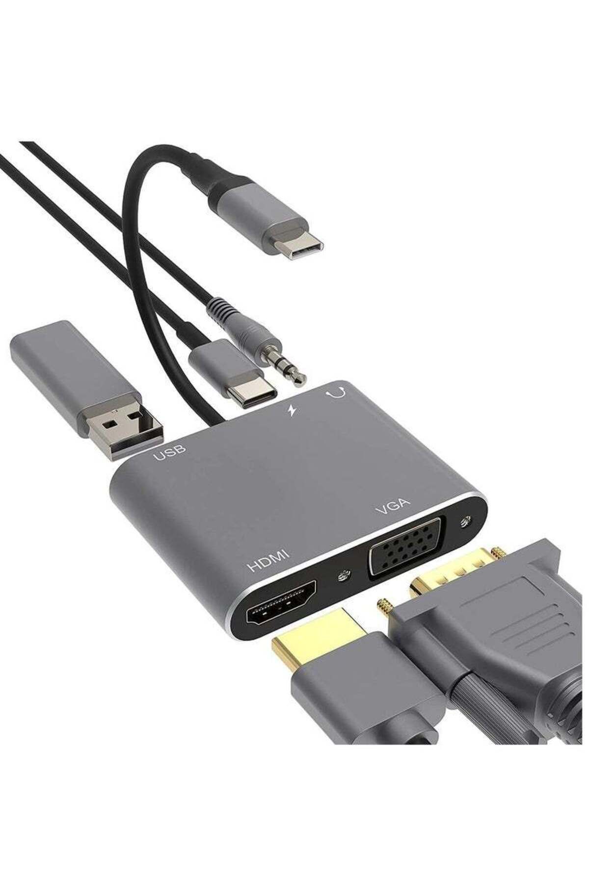 Go-Des-USB C Hub Adapter Multiport 5 in 1 VGA to HDMI Adapter with 4K HDMI, VGA,100W Power Delivery 1