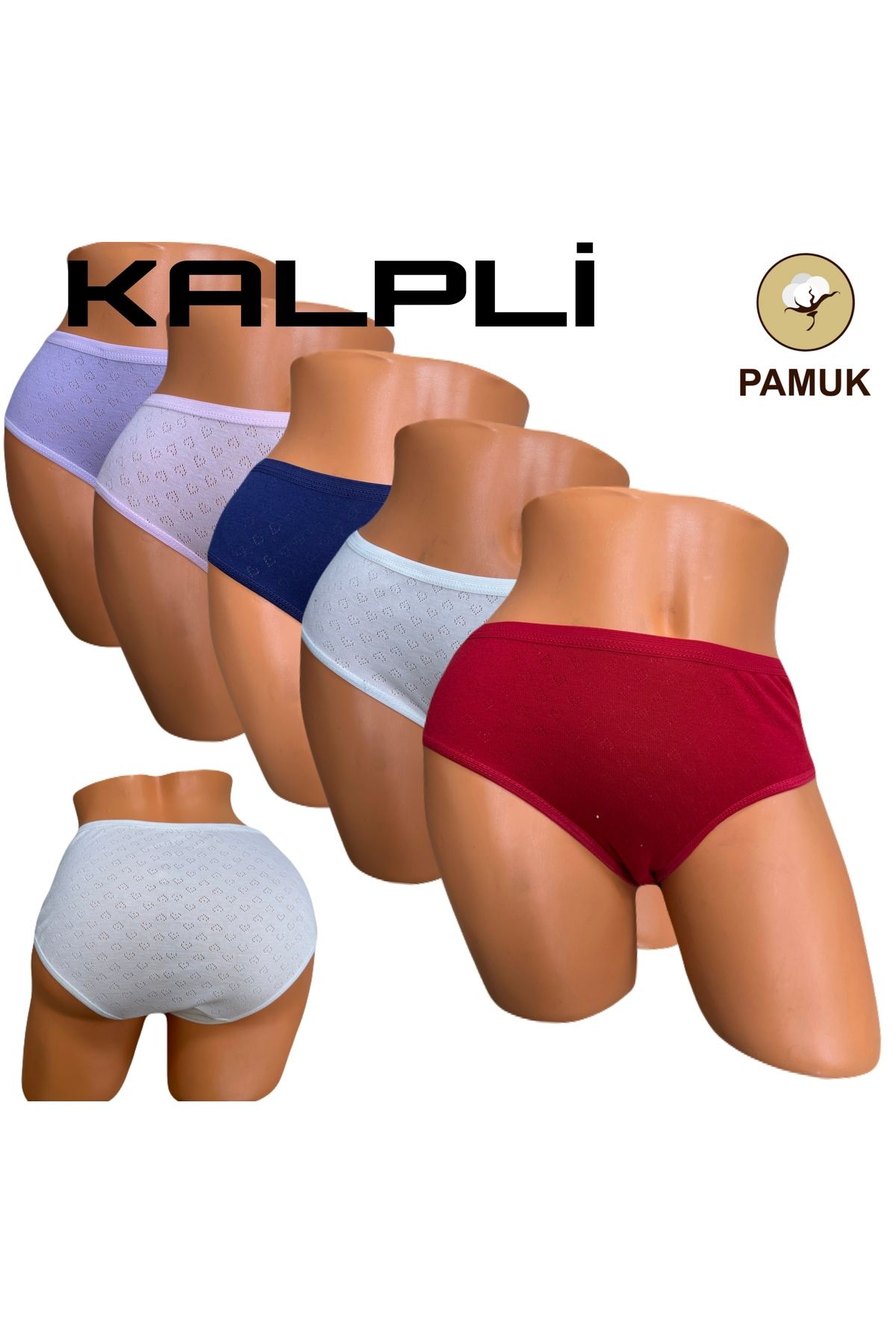 5'li Kalp Desenli %100 Pamuk Slip
